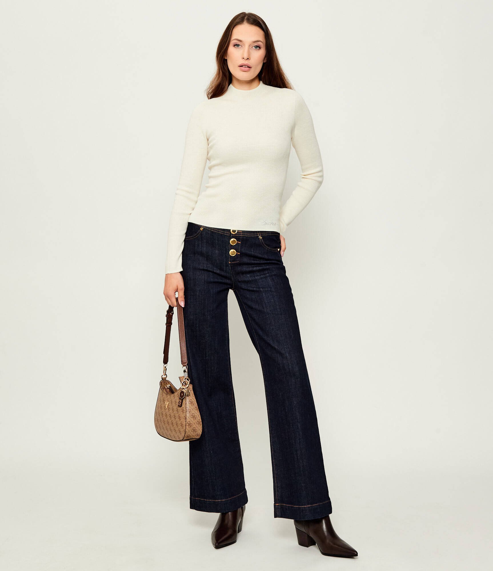 Guess Guler înalt JULIA | Slim Fit cu adaos de lână și cașmir