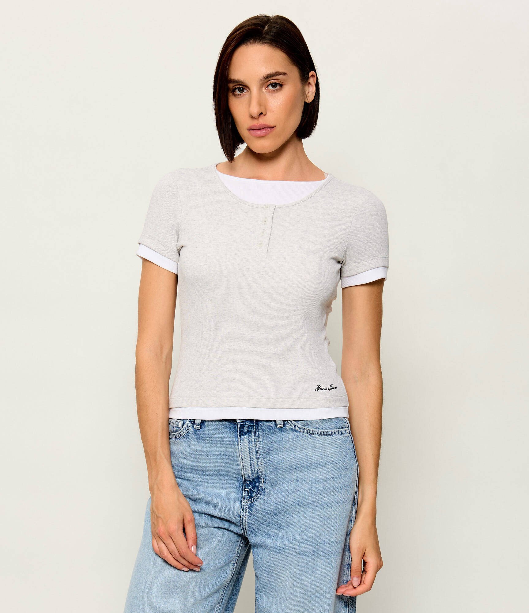 Guess Jeans Bluză Henley | Slim Fit