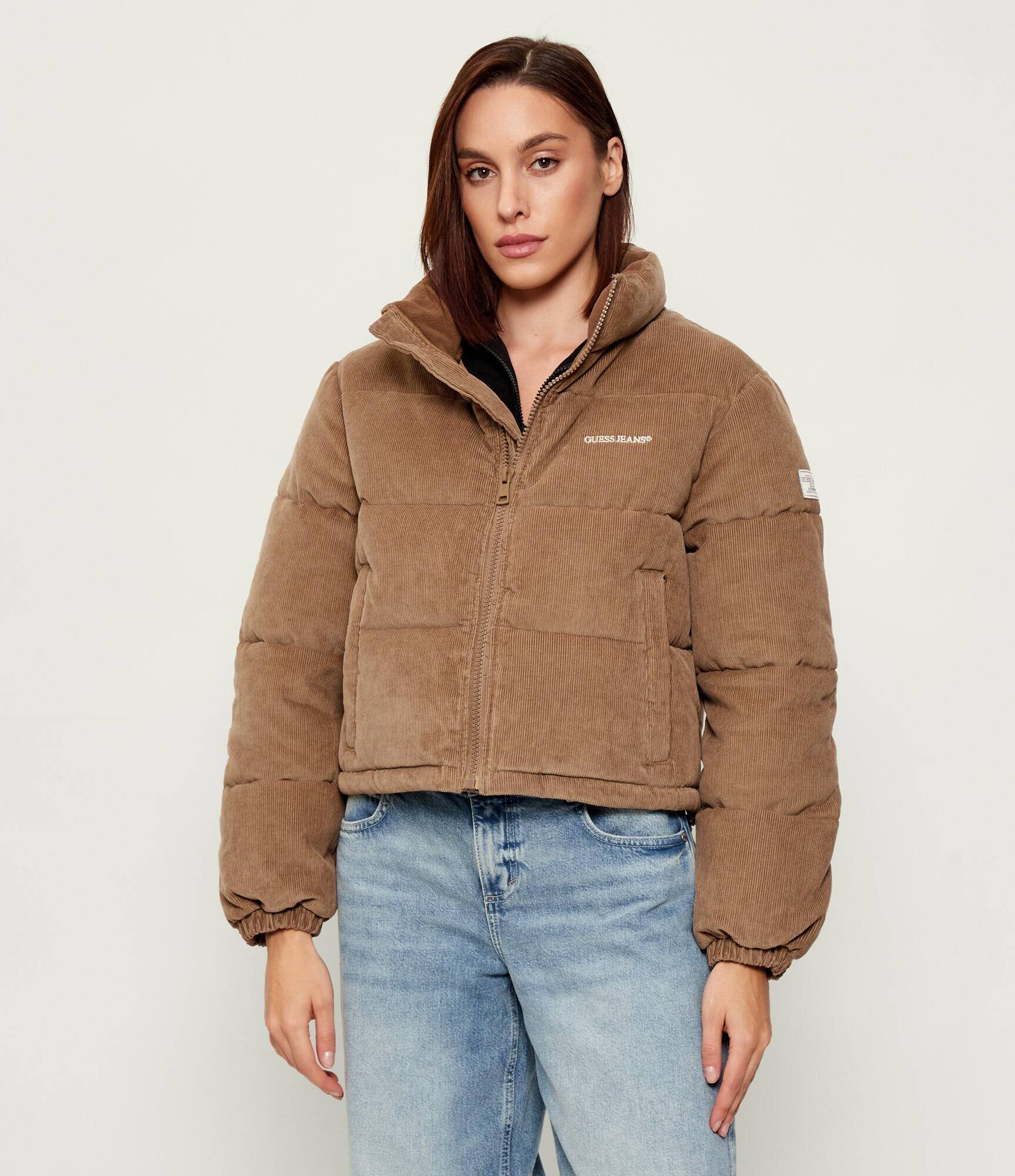 Guess Jeans Geacă | Cropped Fit | catifea reiată