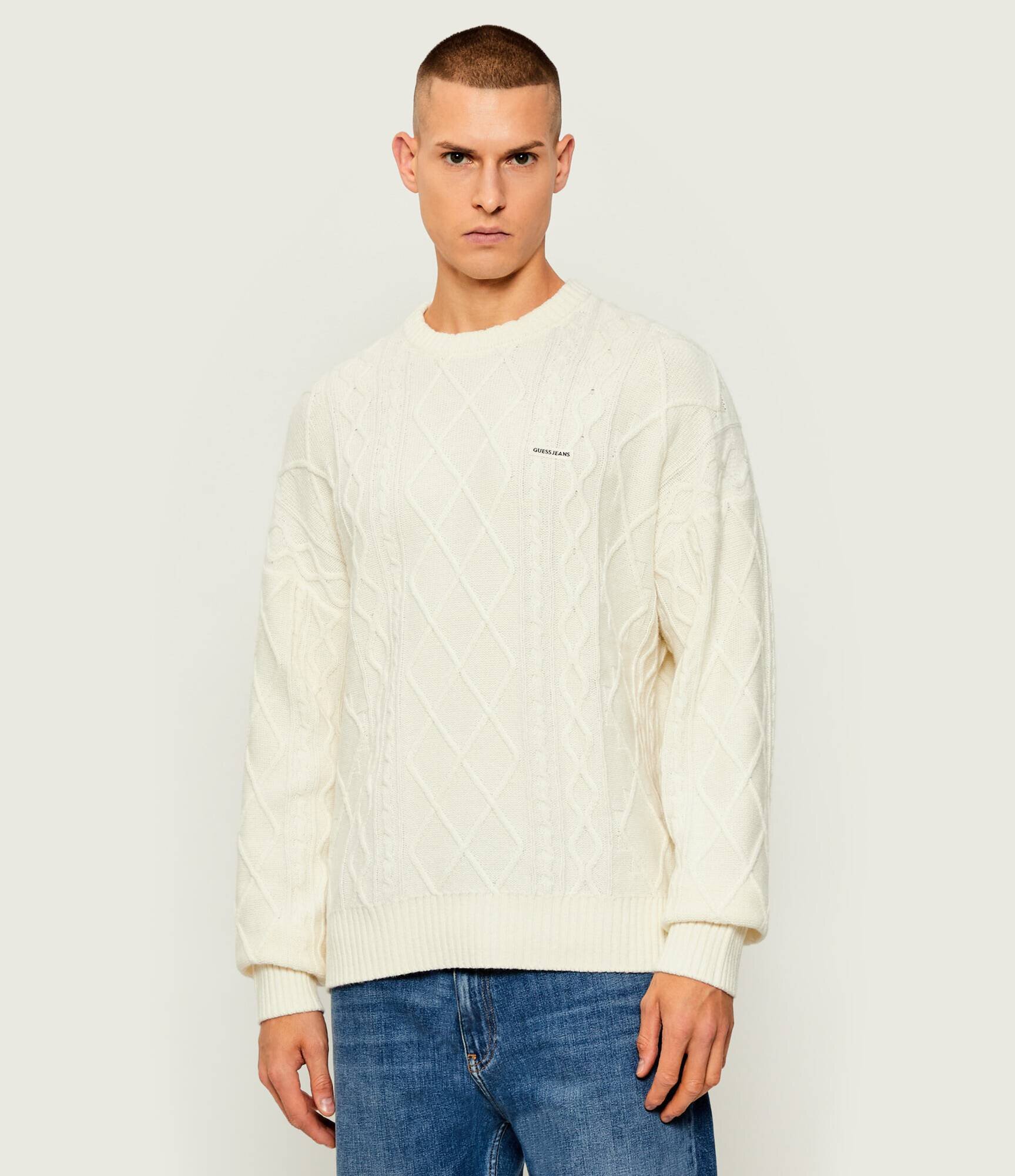 Guess Jeans Pulover | Relaxed fit cu adaos de lână