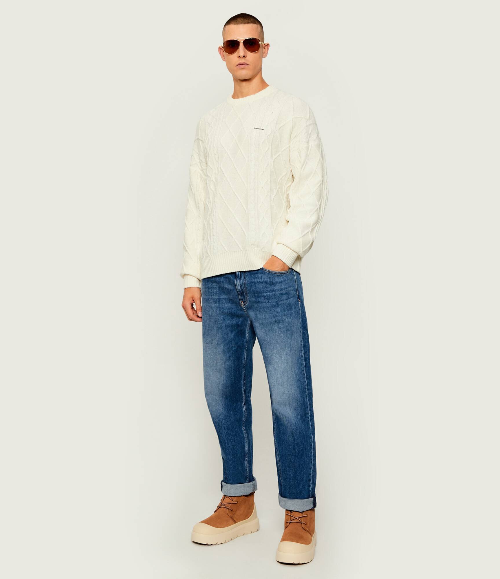Guess Jeans Pulover | Relaxed fit cu adaos de lână