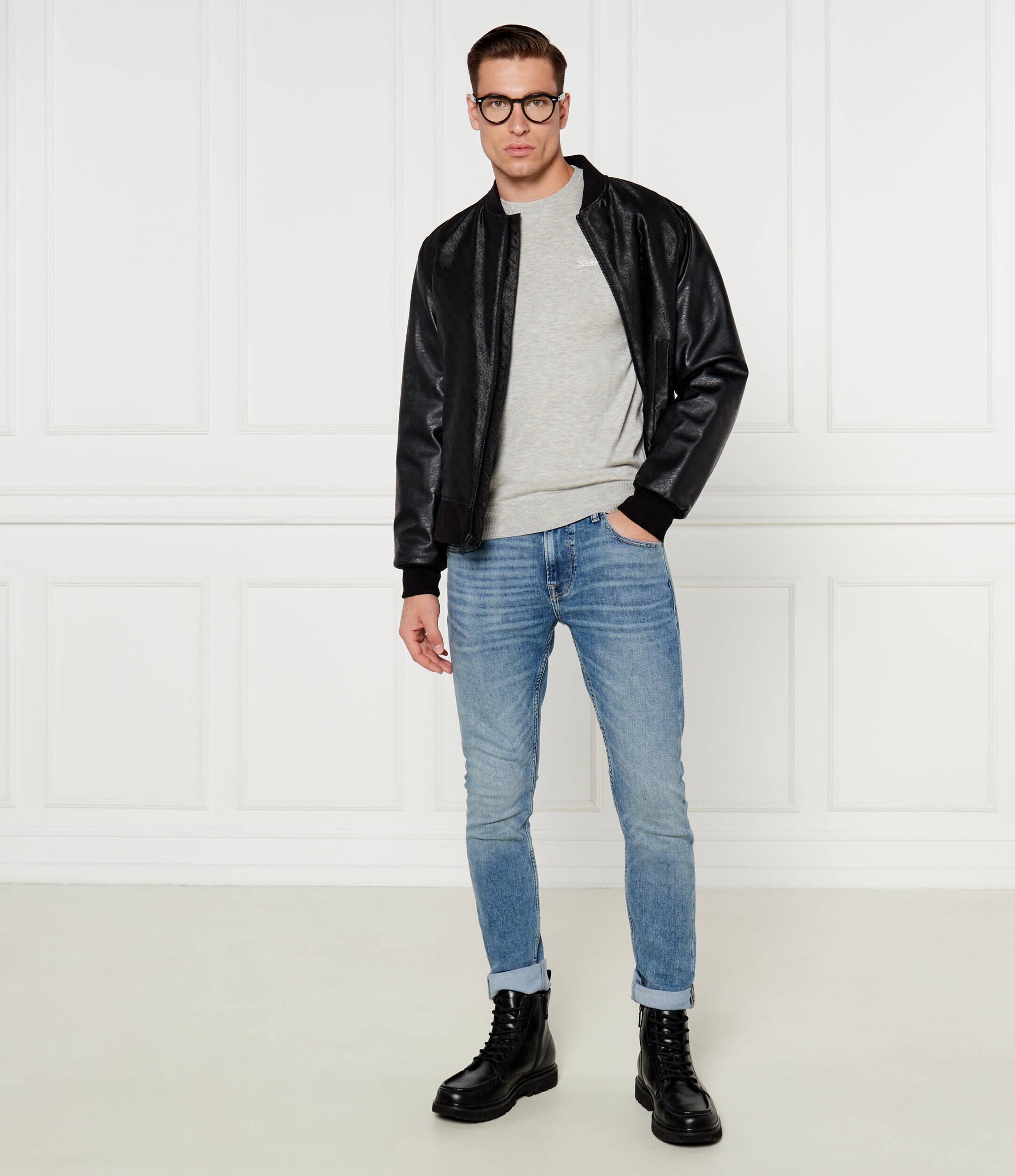 Guess Pulover DANIEL | Regular Fit cu adaos de mătase