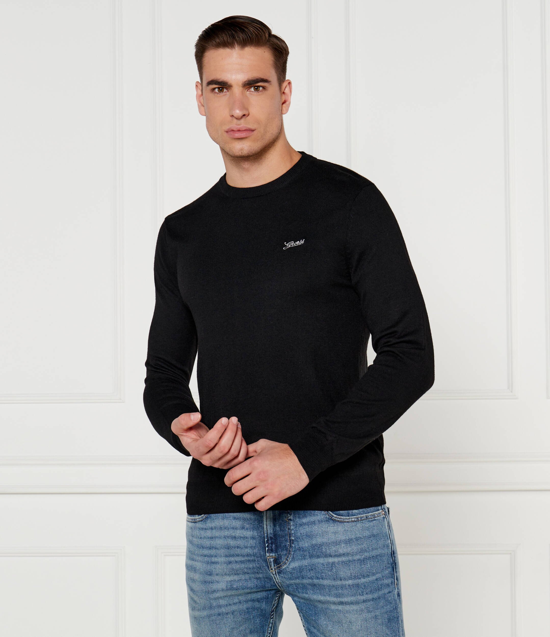 Guess Pulover DANIEL | Regular Fit cu adaos de mătase