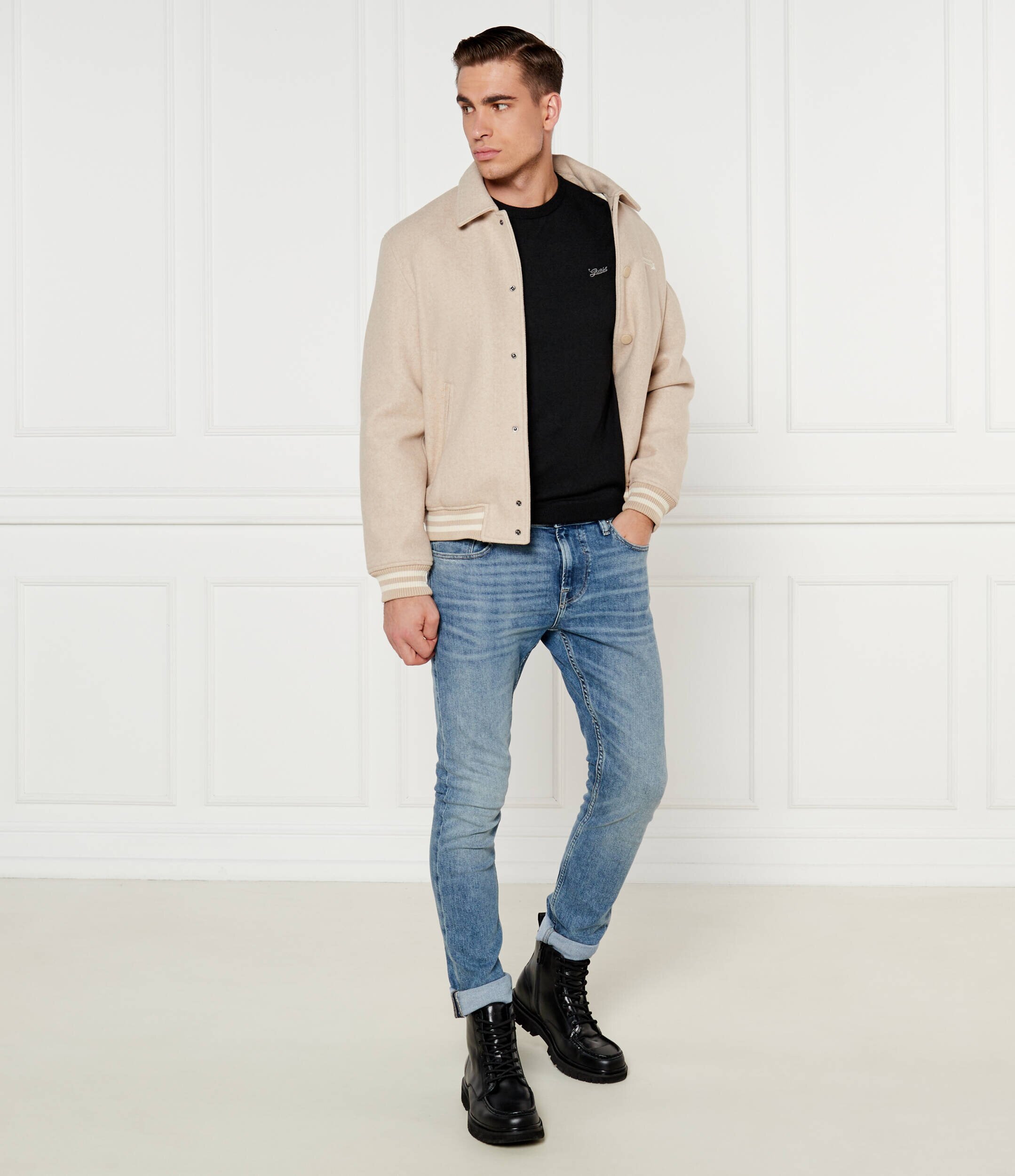 Guess Pulover DANIEL | Regular Fit cu adaos de mătase