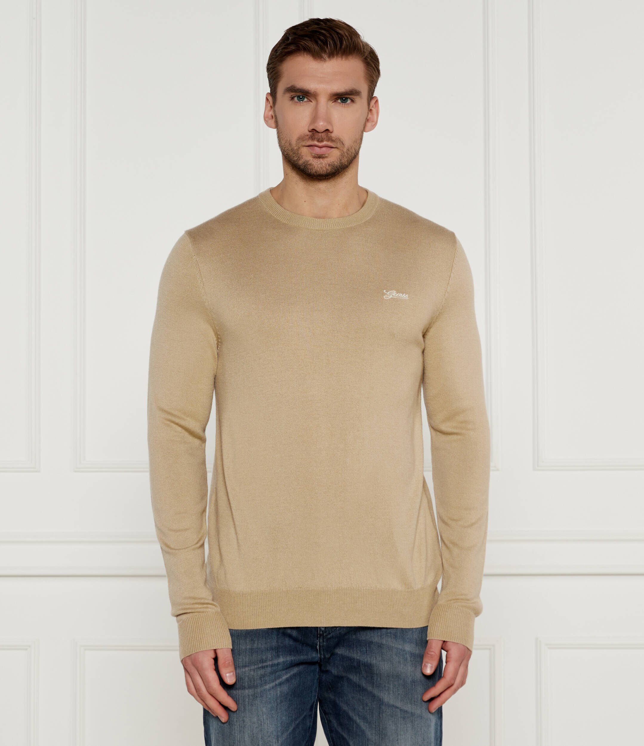Guess Pulover DANIEL | Regular Fit cu adaos de mătase