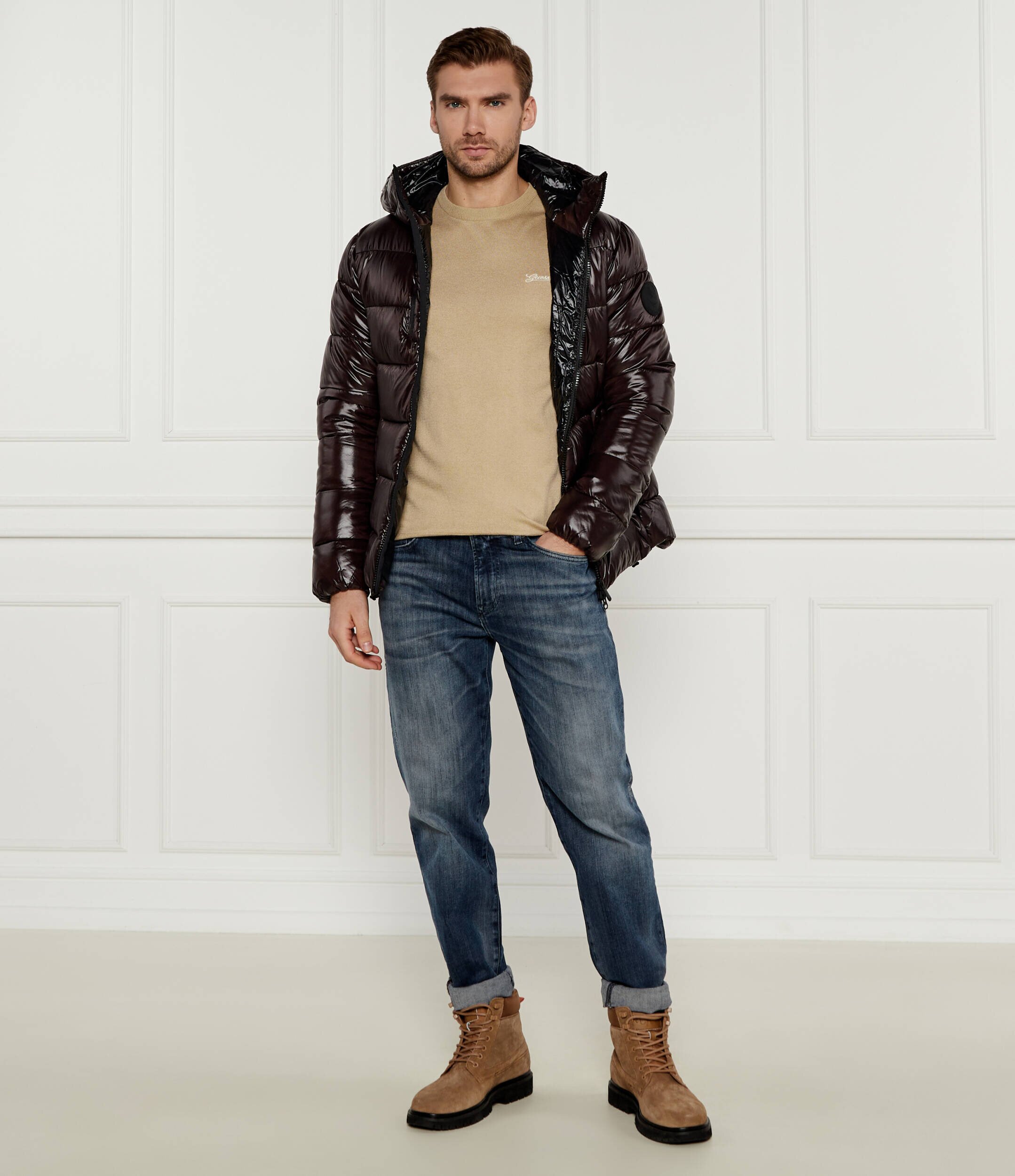 Guess Pulover DANIEL | Regular Fit cu adaos de mătase