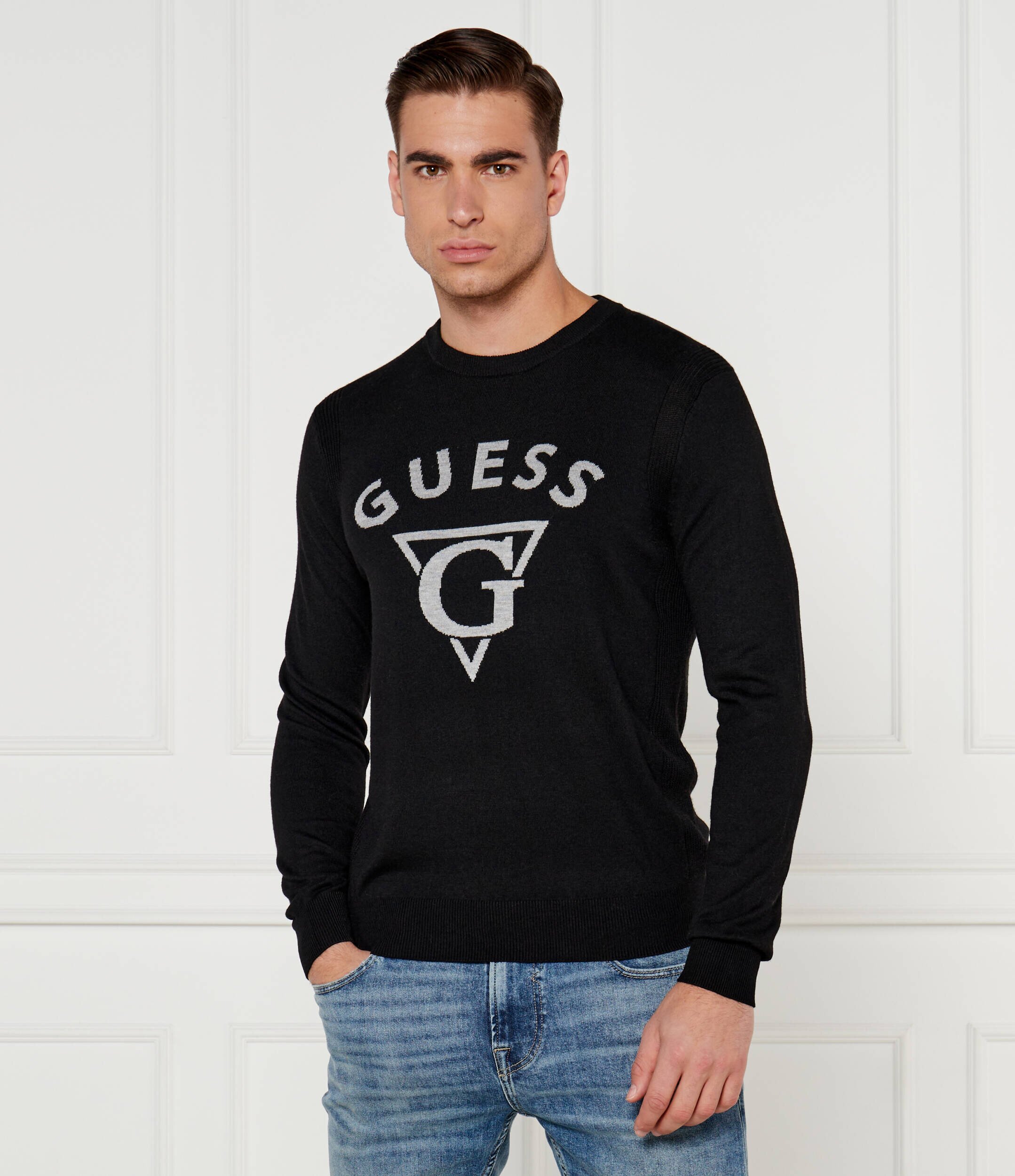 Guess Pulover EDGAR | Regular Fit cu adaos de mătase