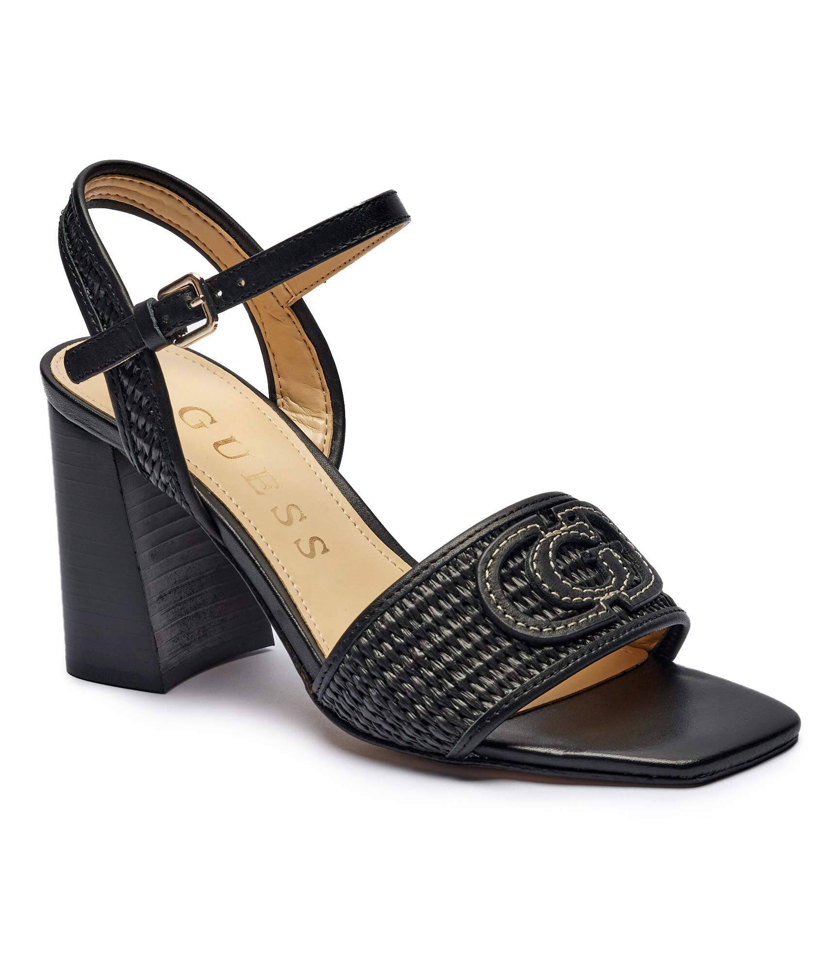 Guess Sandale cu toc gros Grato cu adaos de piele