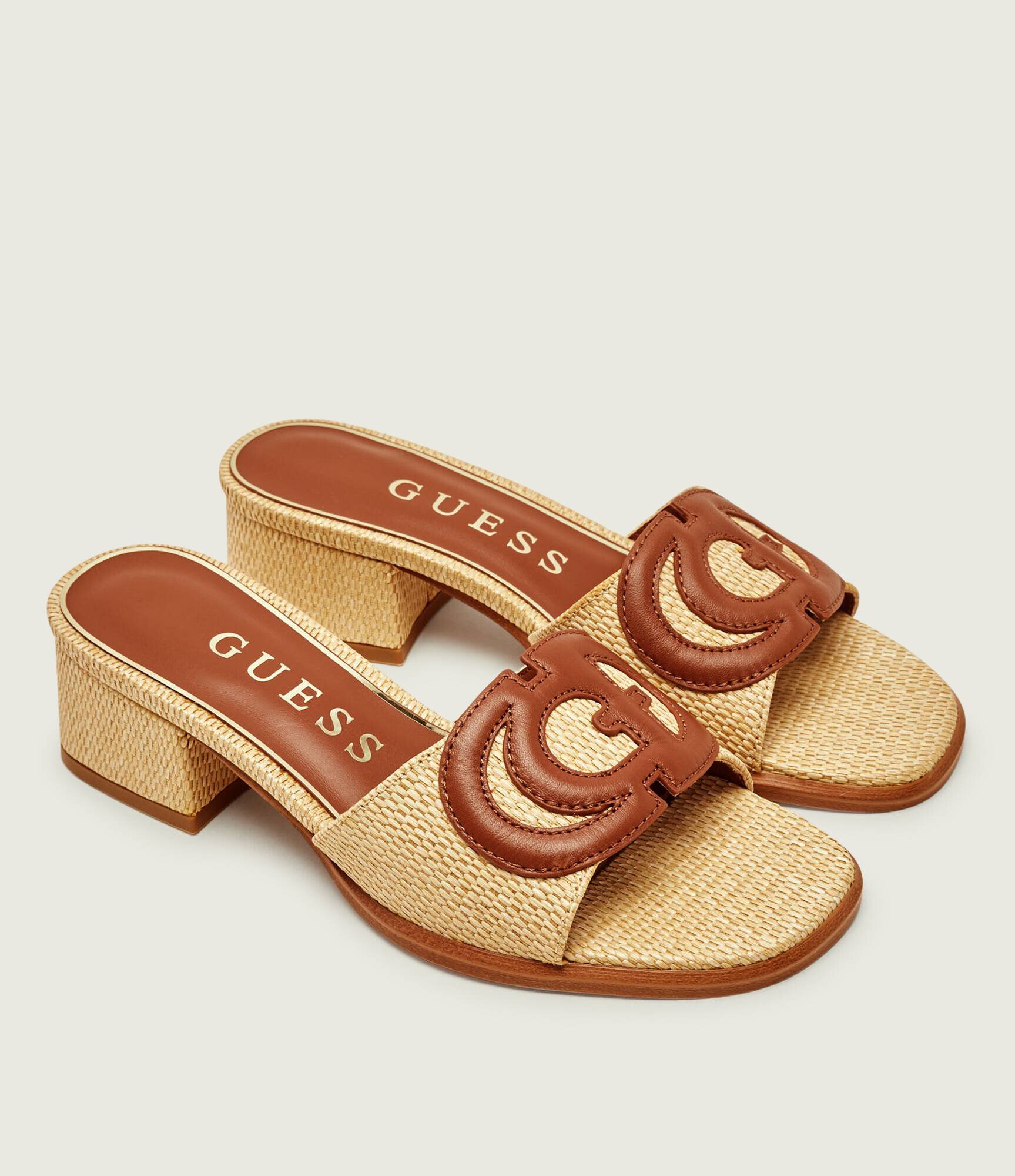 Guess Șlapi cu toc gros CERINNA2 cu adaos de piele