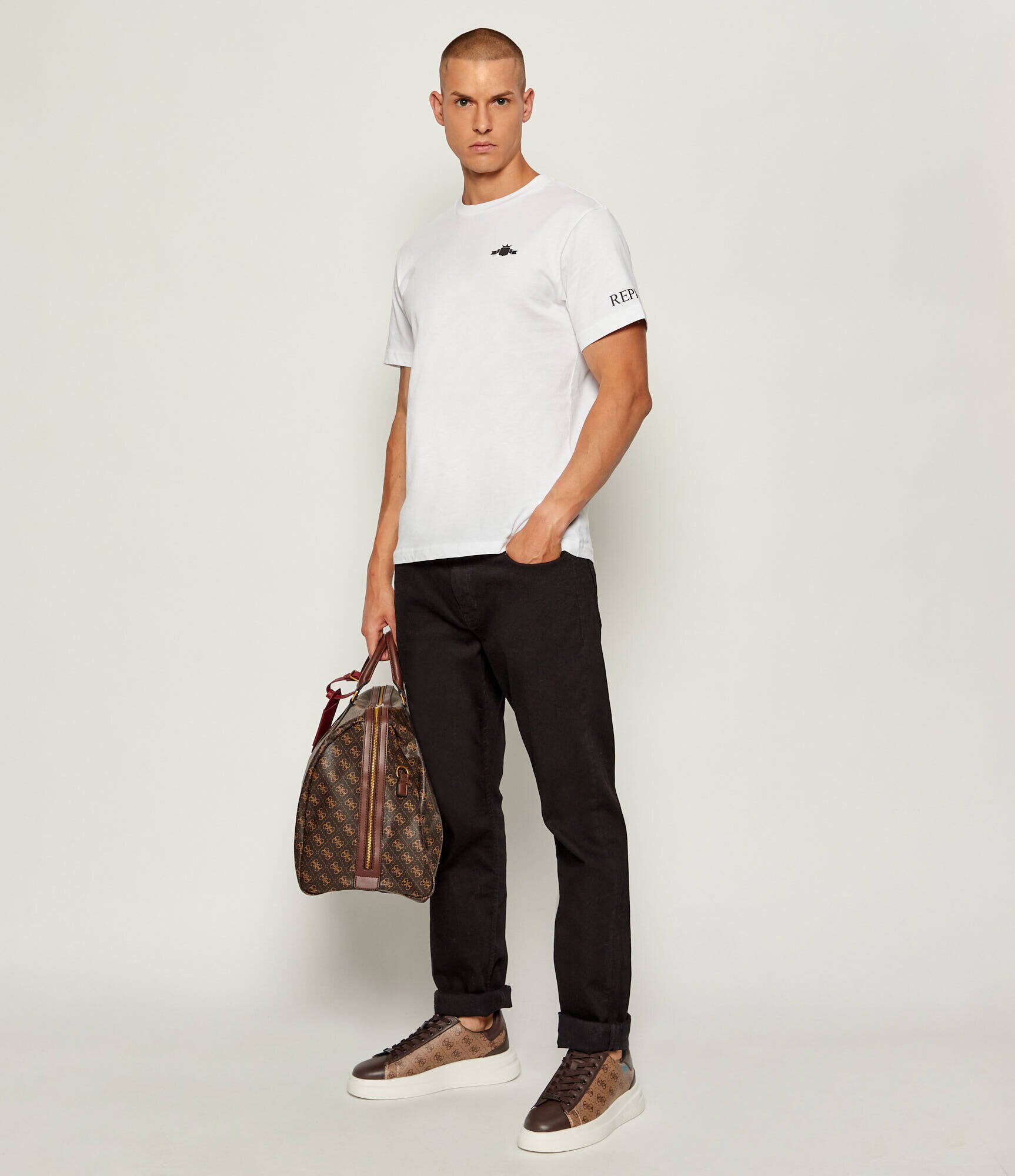 Guess Sneakers Elba cu adaos de piele