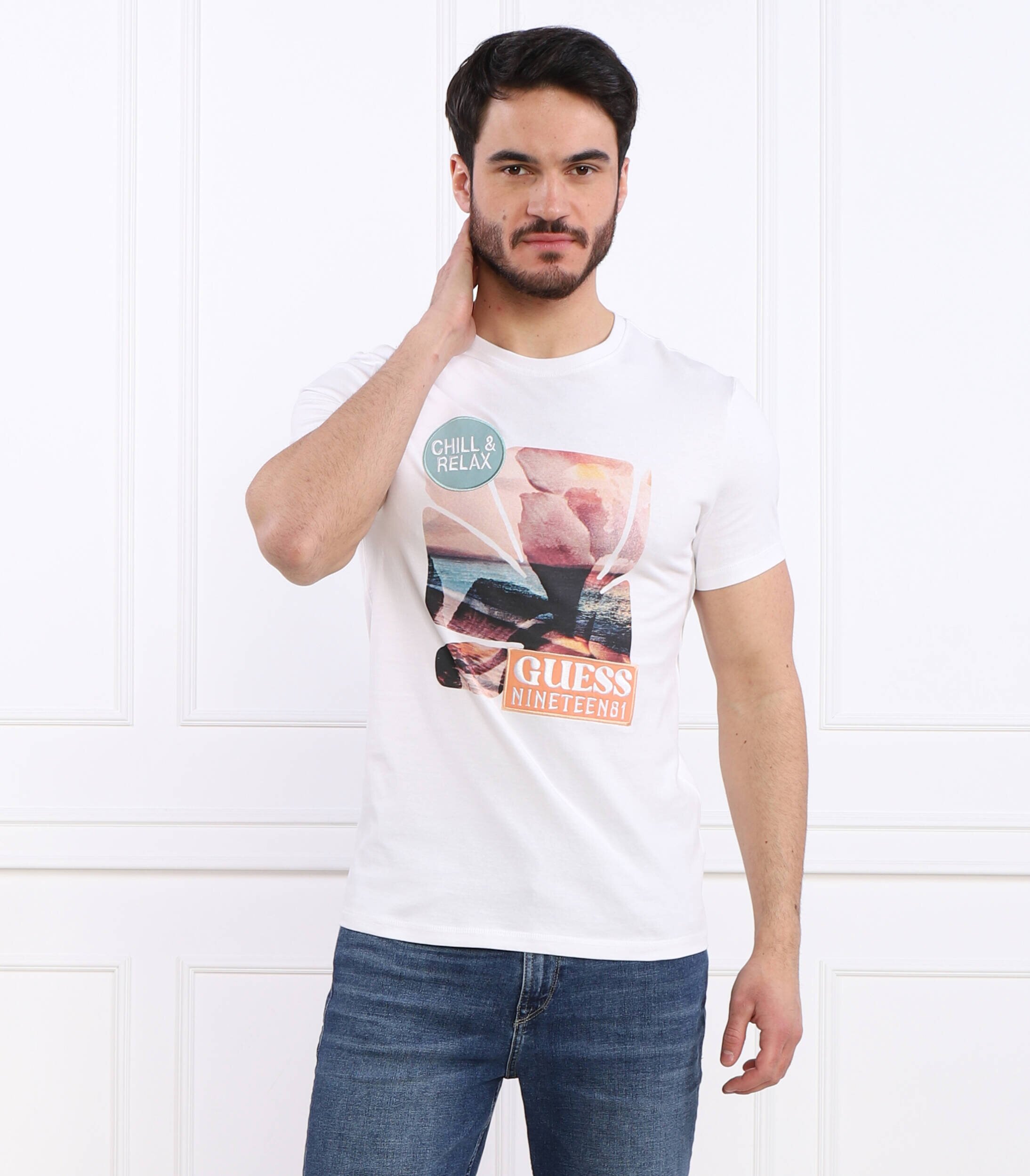 Guess Tricou SUNSET FLOWER | Slim Fit