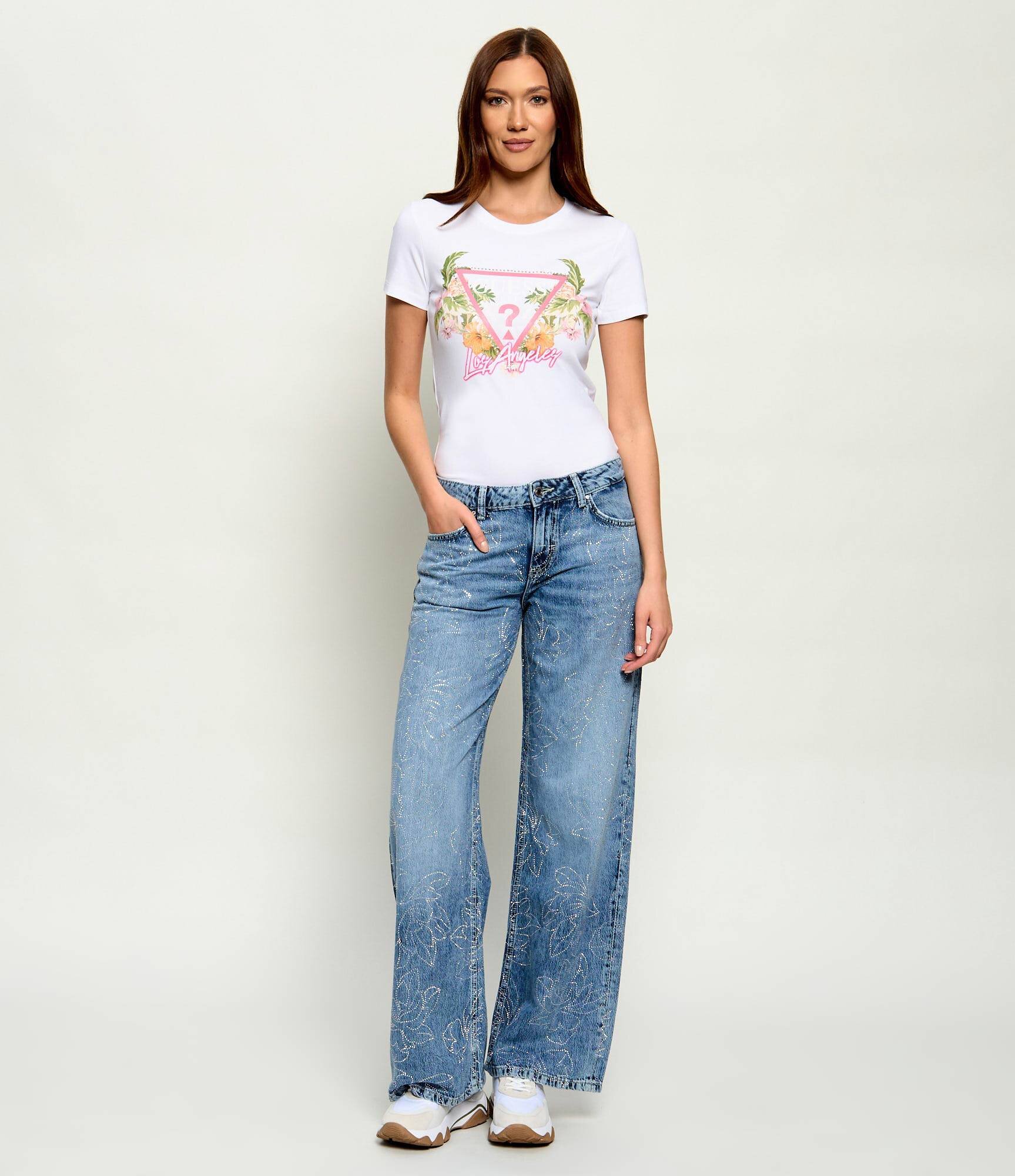 Guess Tricou TRIANGLE FLOWERS | Regular Fit