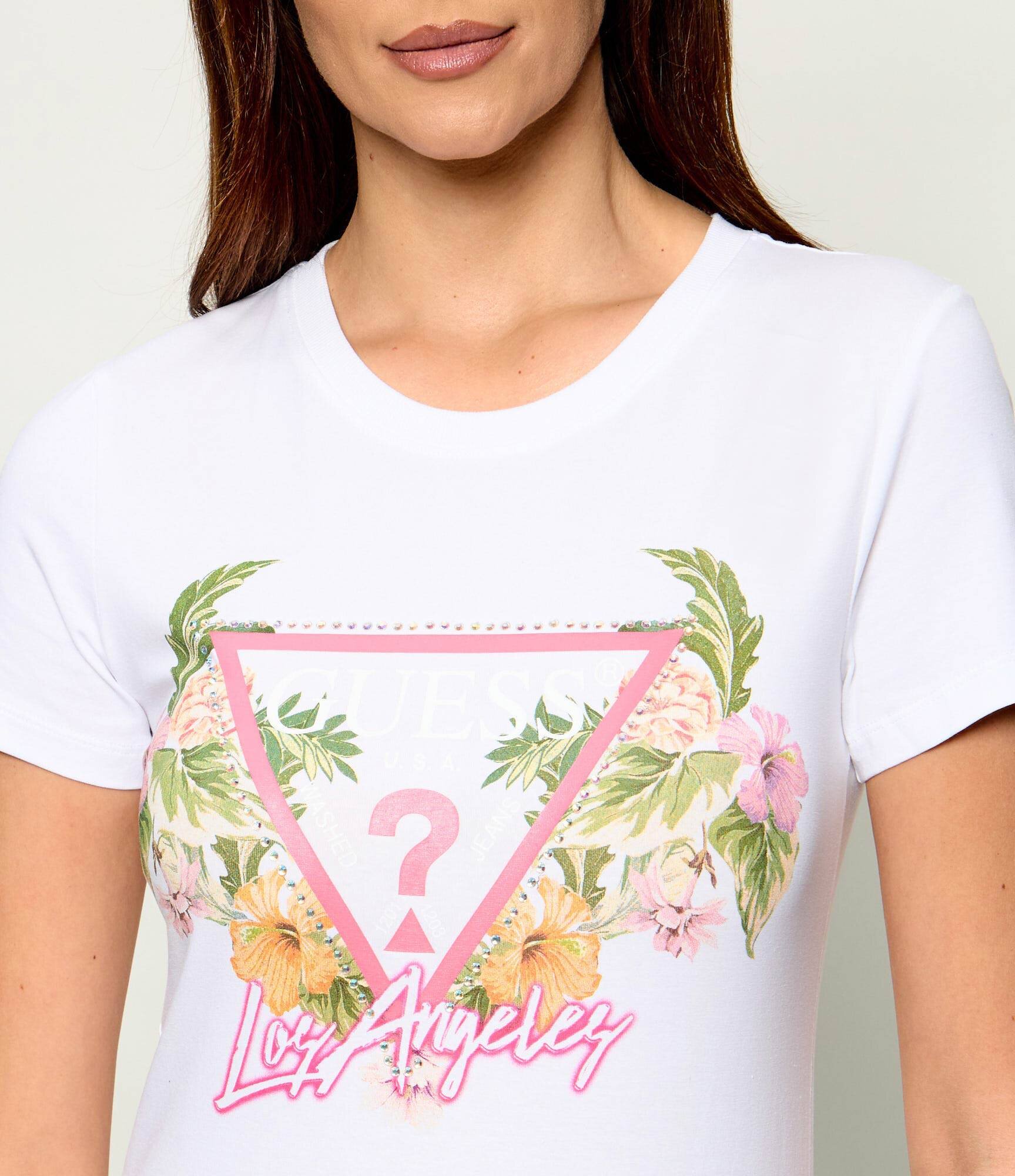 Guess Tricou TRIANGLE FLOWERS | Regular Fit
