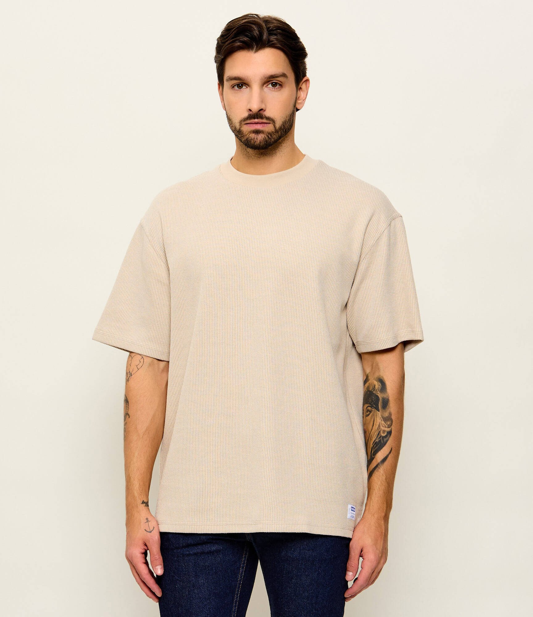 HUGO Blue Tricou Nuwaffle | Loose fit