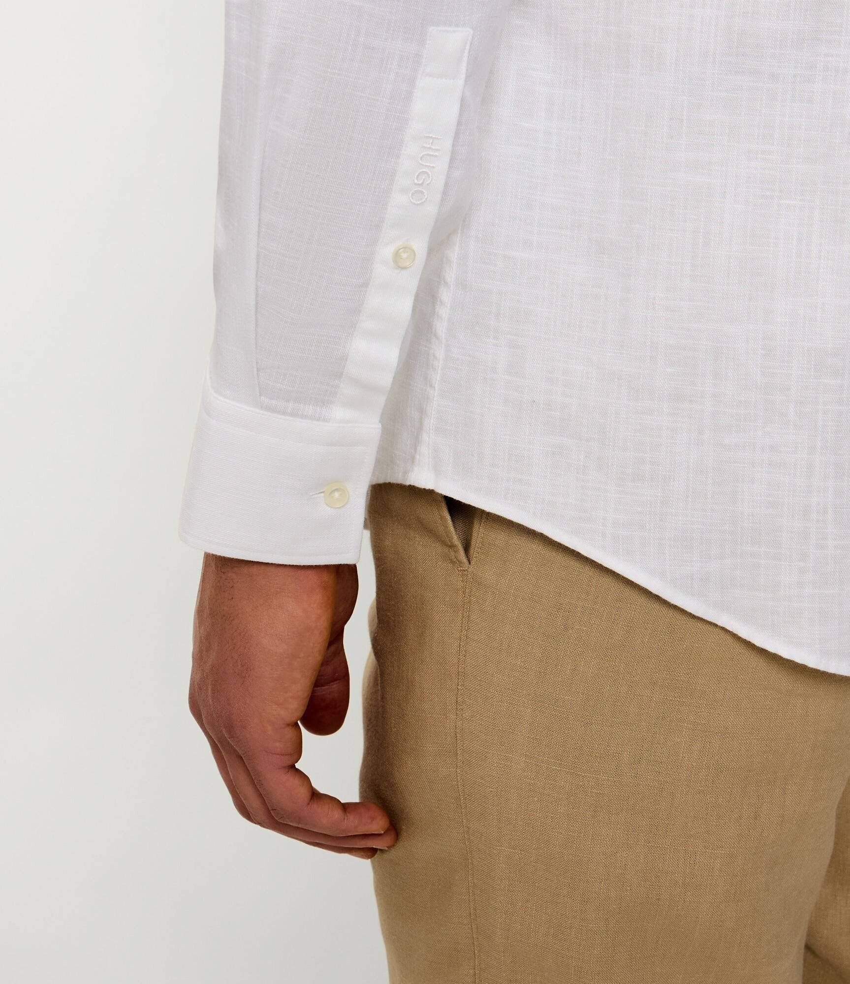 HUGO Cămașă Kason | Slim Fit | cu adaos de in
