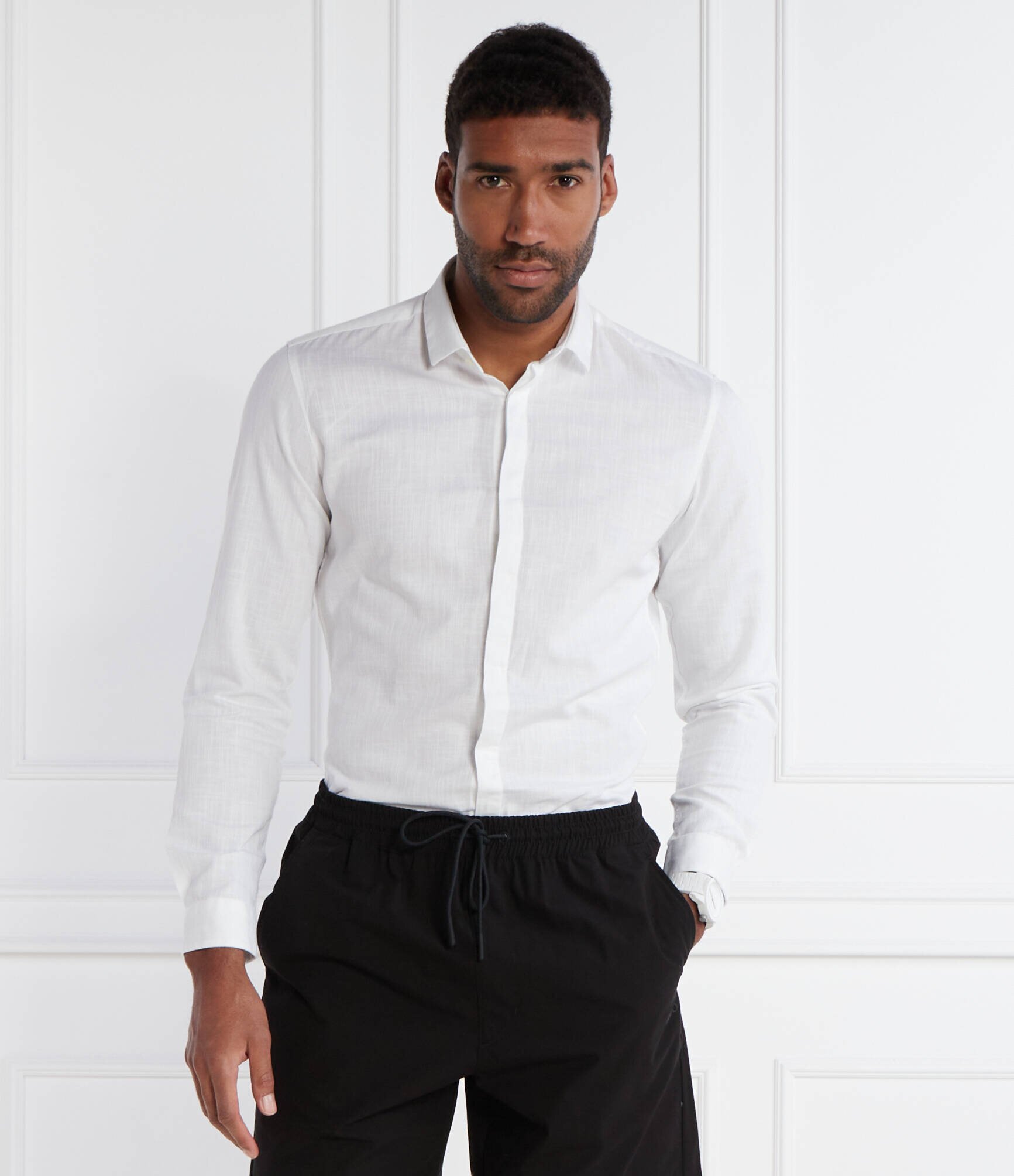 HUGO Cămașă Ketran | Slim Fit | cu adaos de in