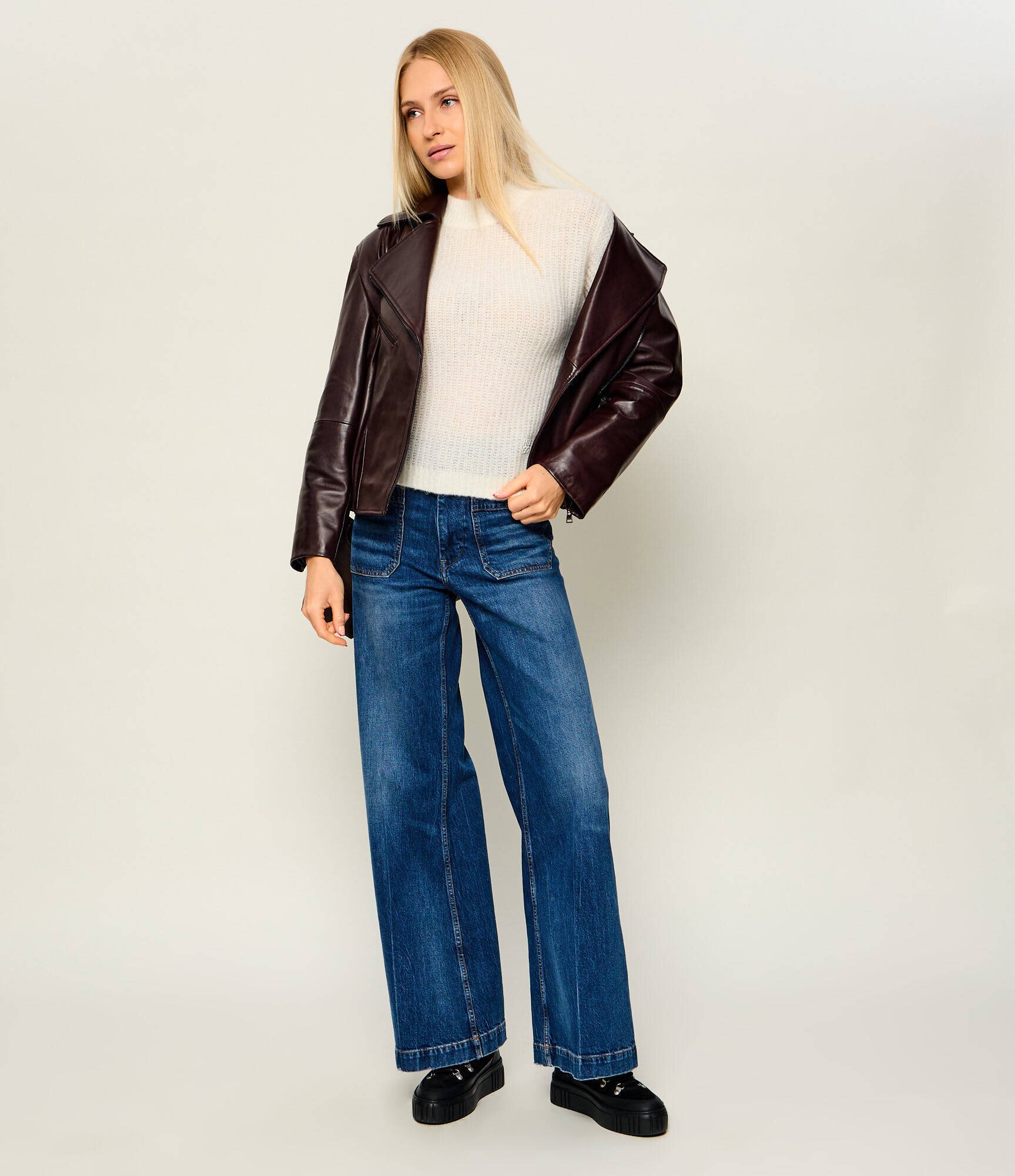 HUGO De lână guler înalt Siforo | Oversize fit