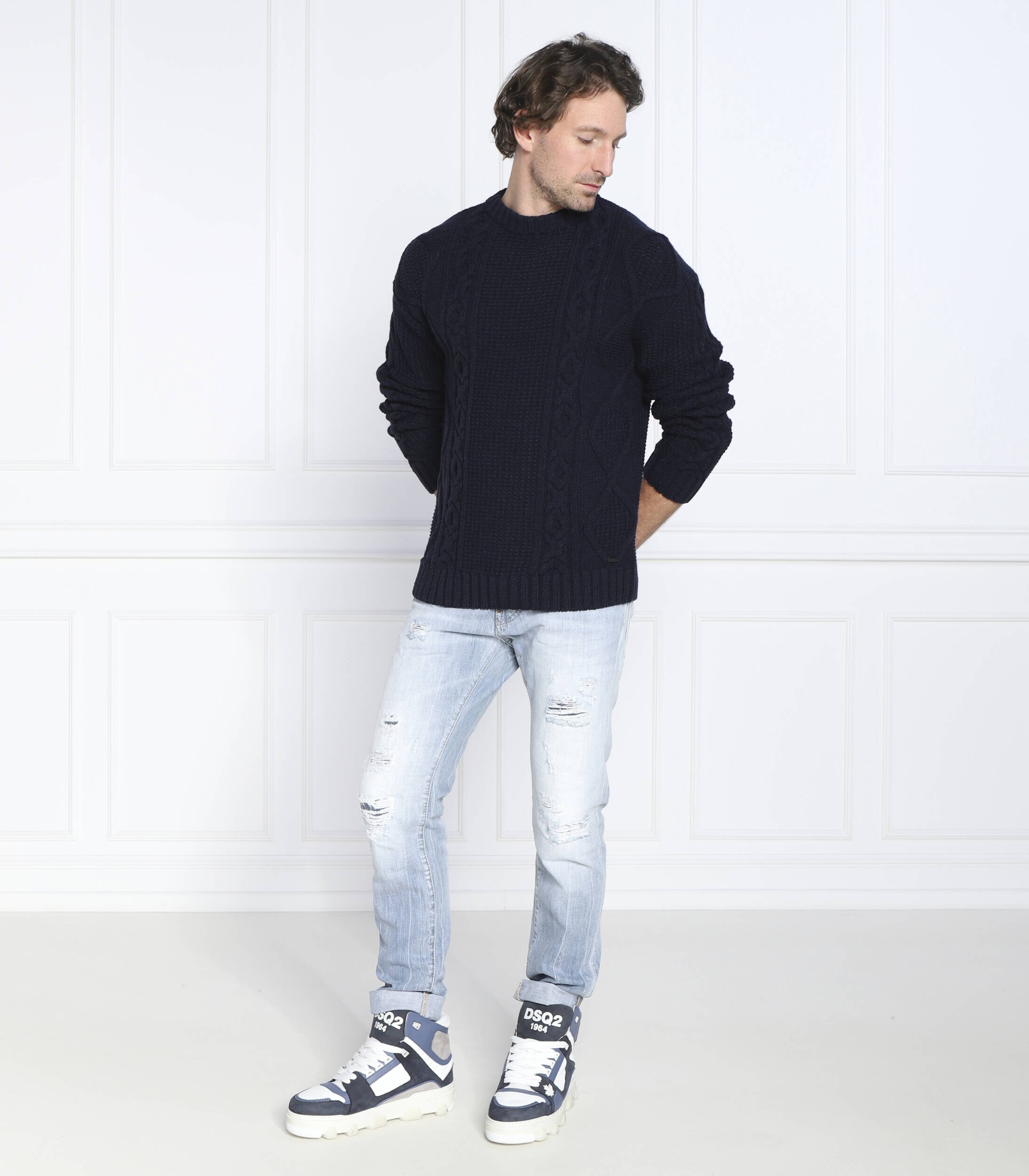 HUGO de lână pulover scablito | regular fit