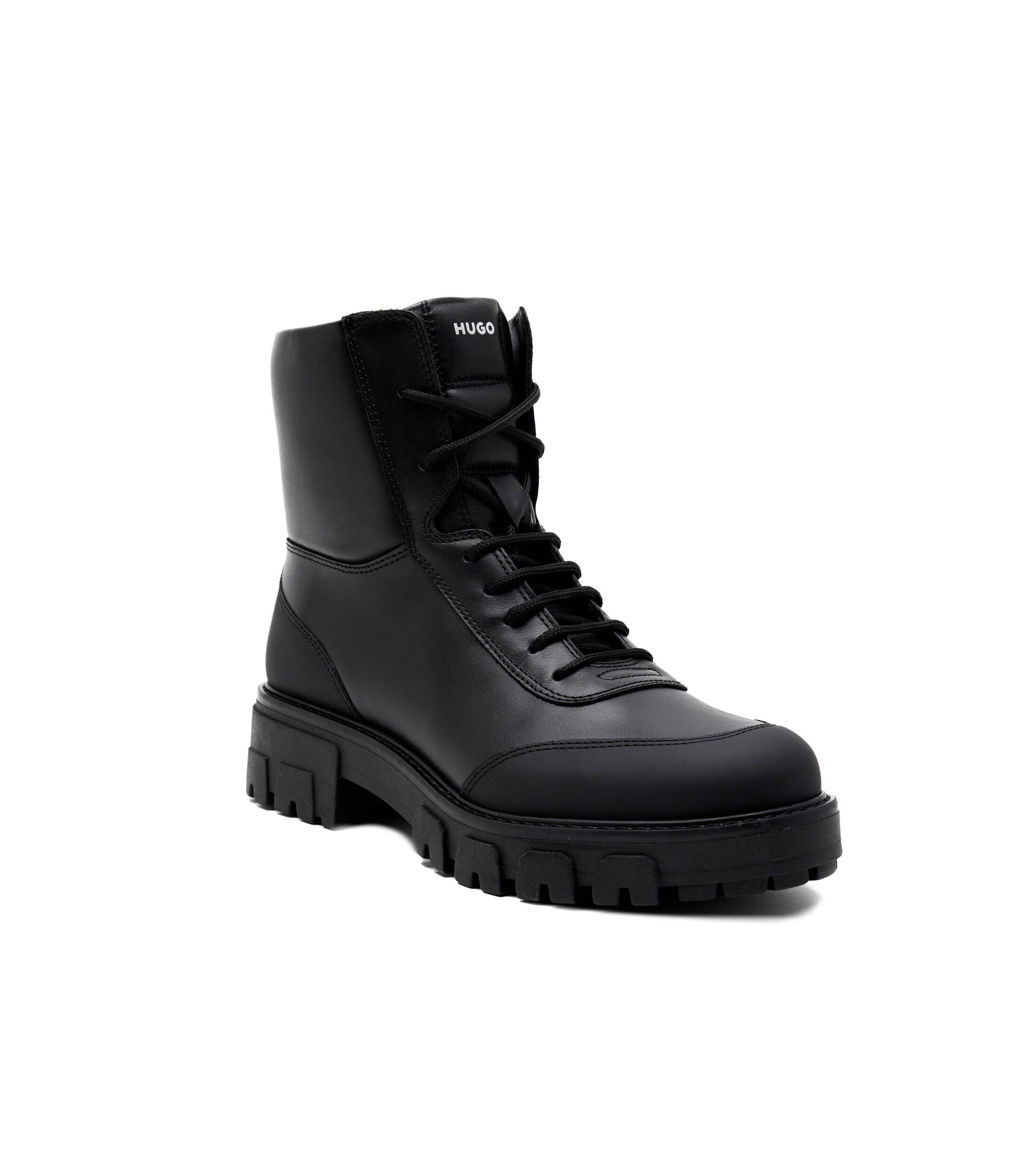 HUGO De piele botine Axel LacePaddedB-N