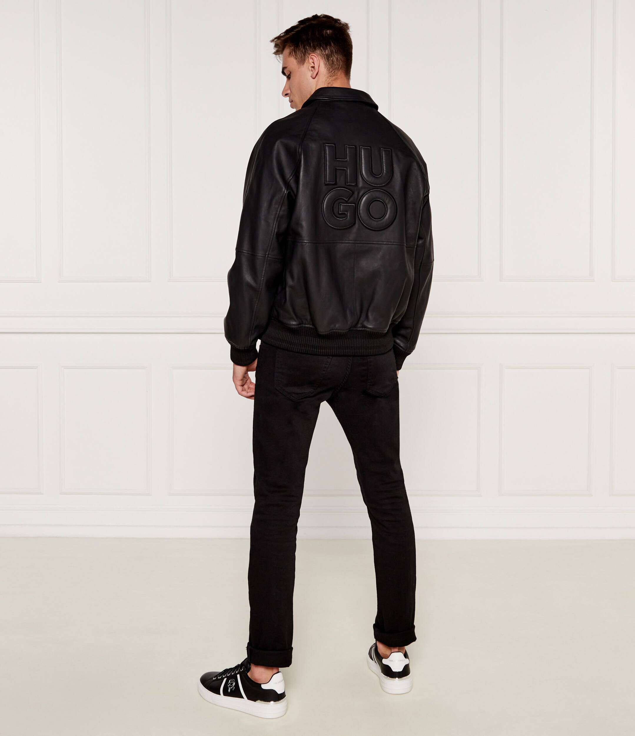 HUGO De piele geacă bomber Larston | Regular Fit