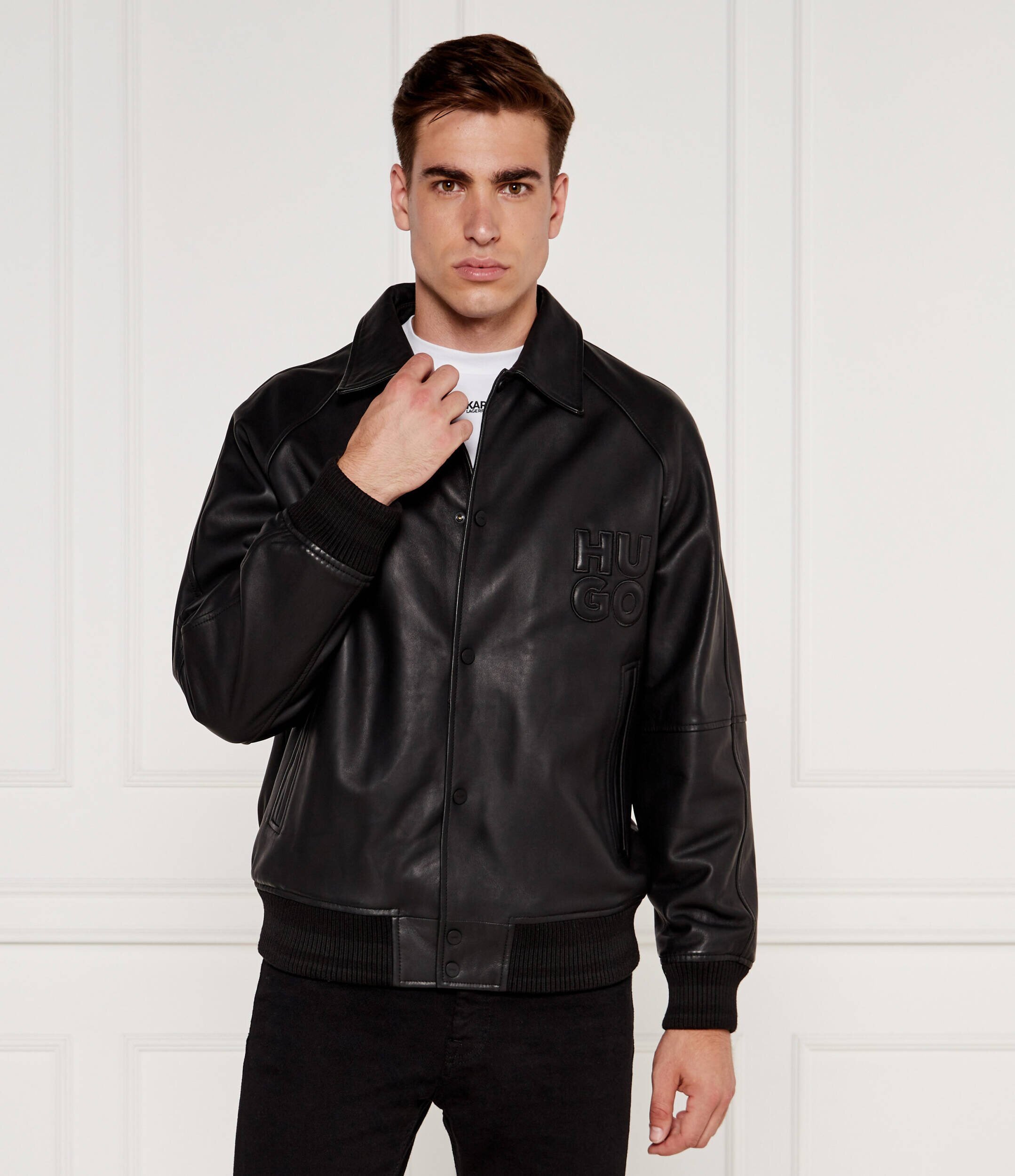 HUGO De piele geacă bomber Larston | Regular Fit