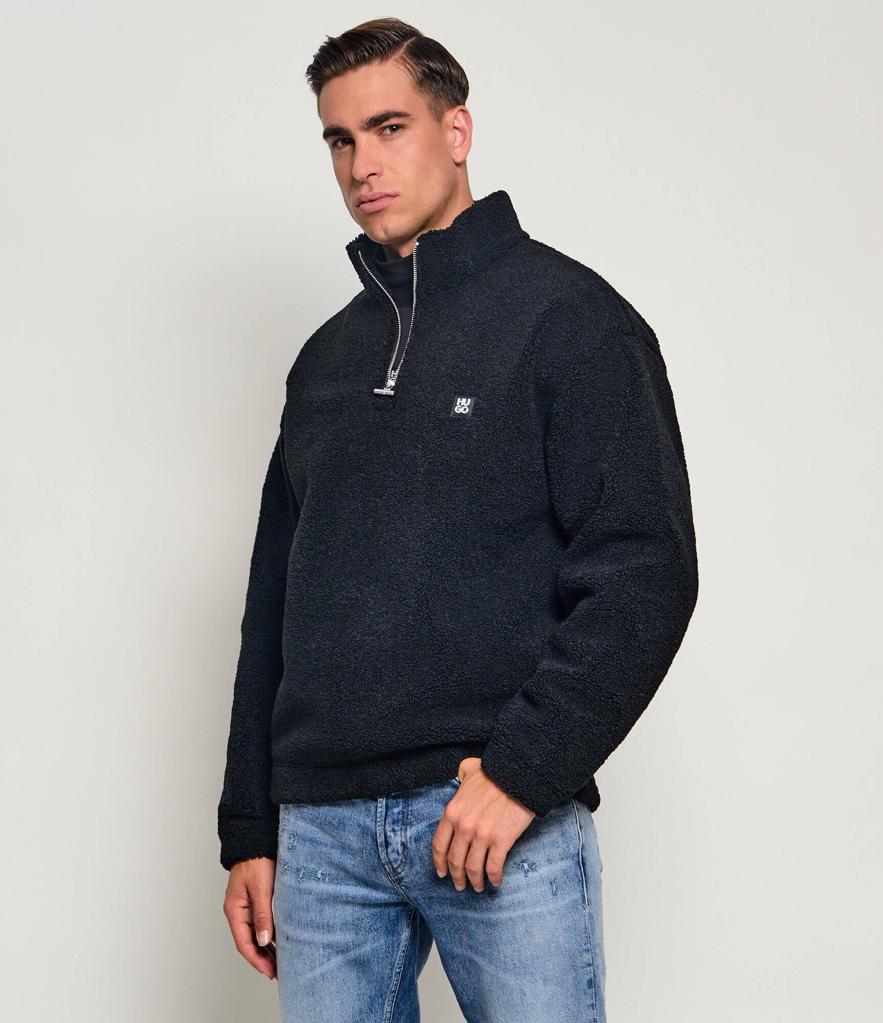 HUGO Din fleece hanorac Derylong | Relaxed fit