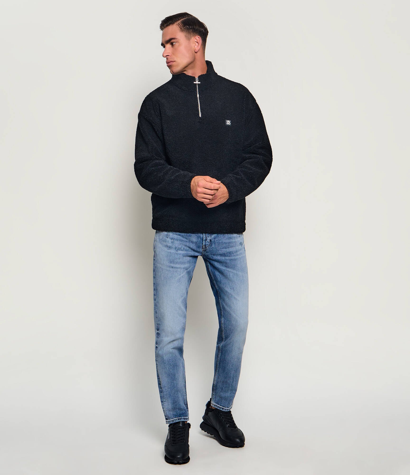 HUGO Din fleece hanorac Derylong | Relaxed fit