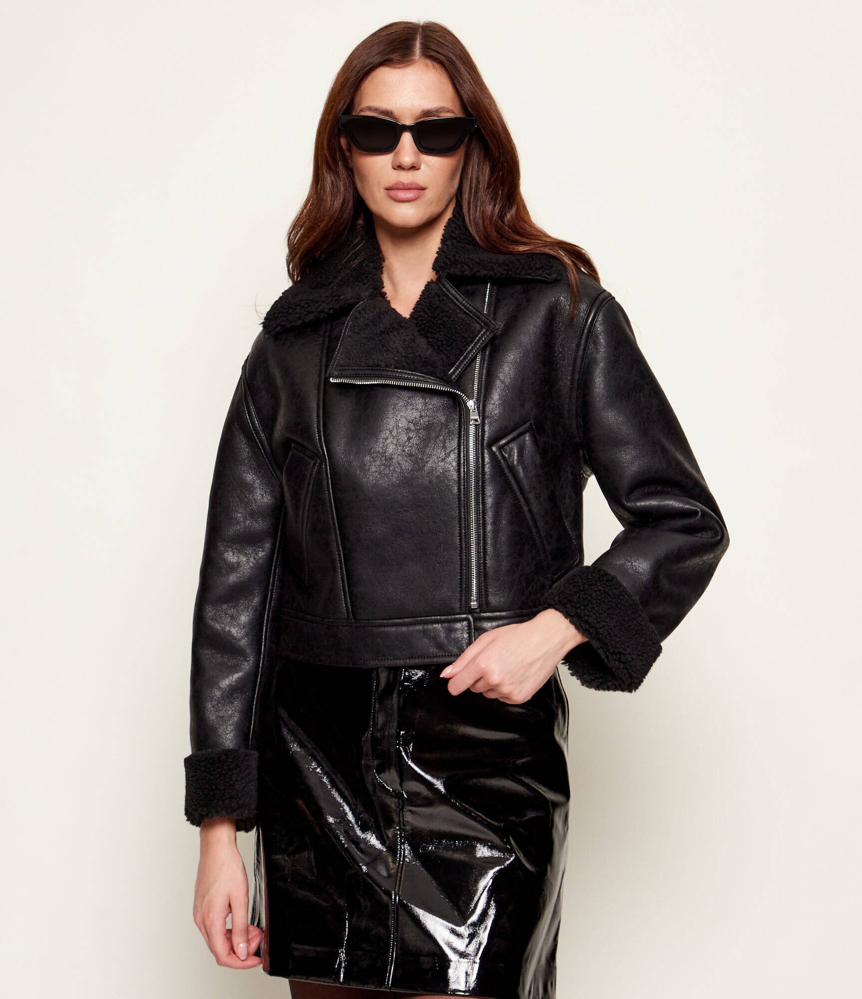 HUGO Geacă Anisse-1 | Oversize fit | shearling