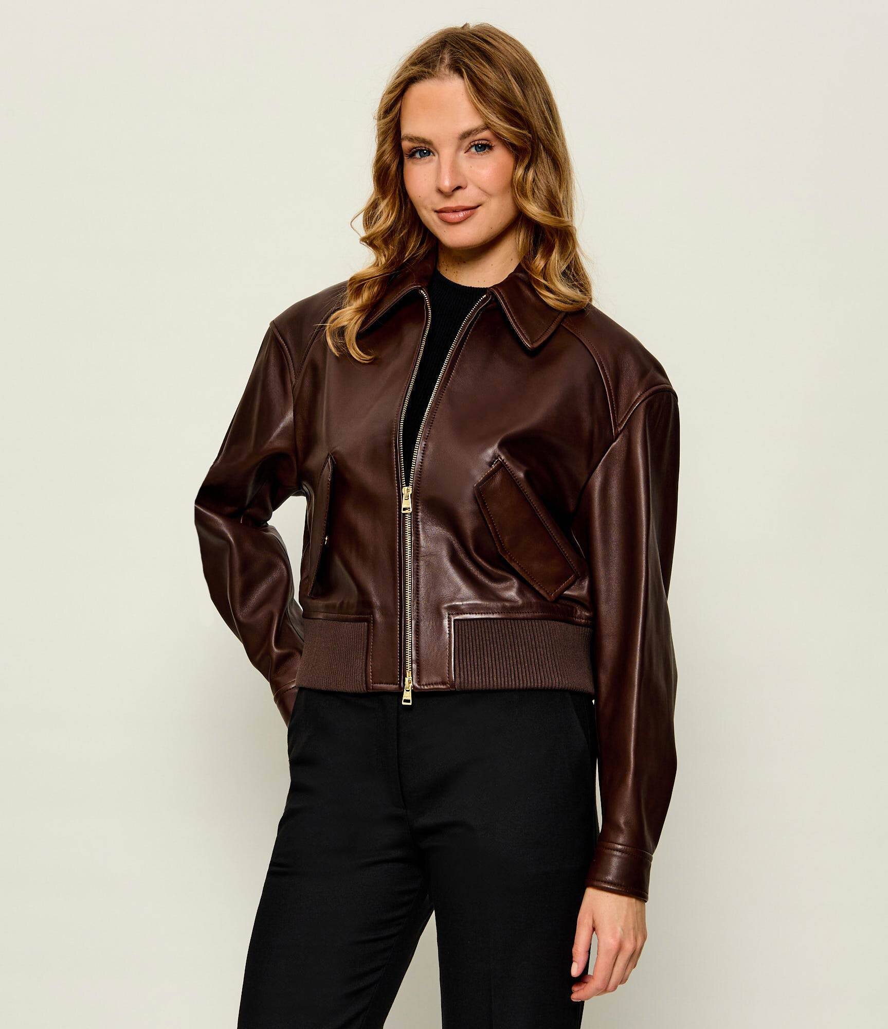 HUGO Geacă de piele Laceila | Cropped Fit