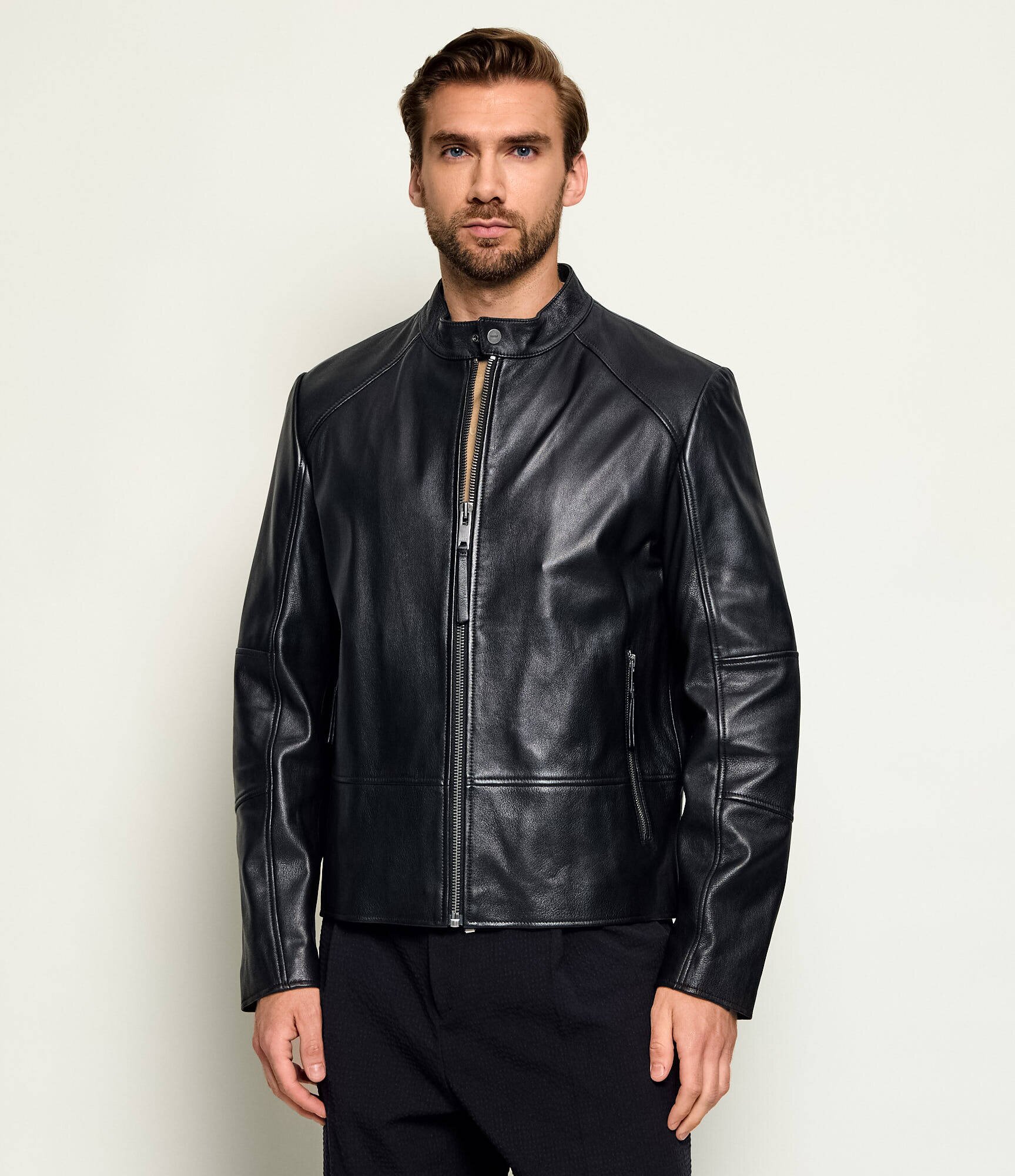 HUGO Geacă de piele Likos | Slim Fit