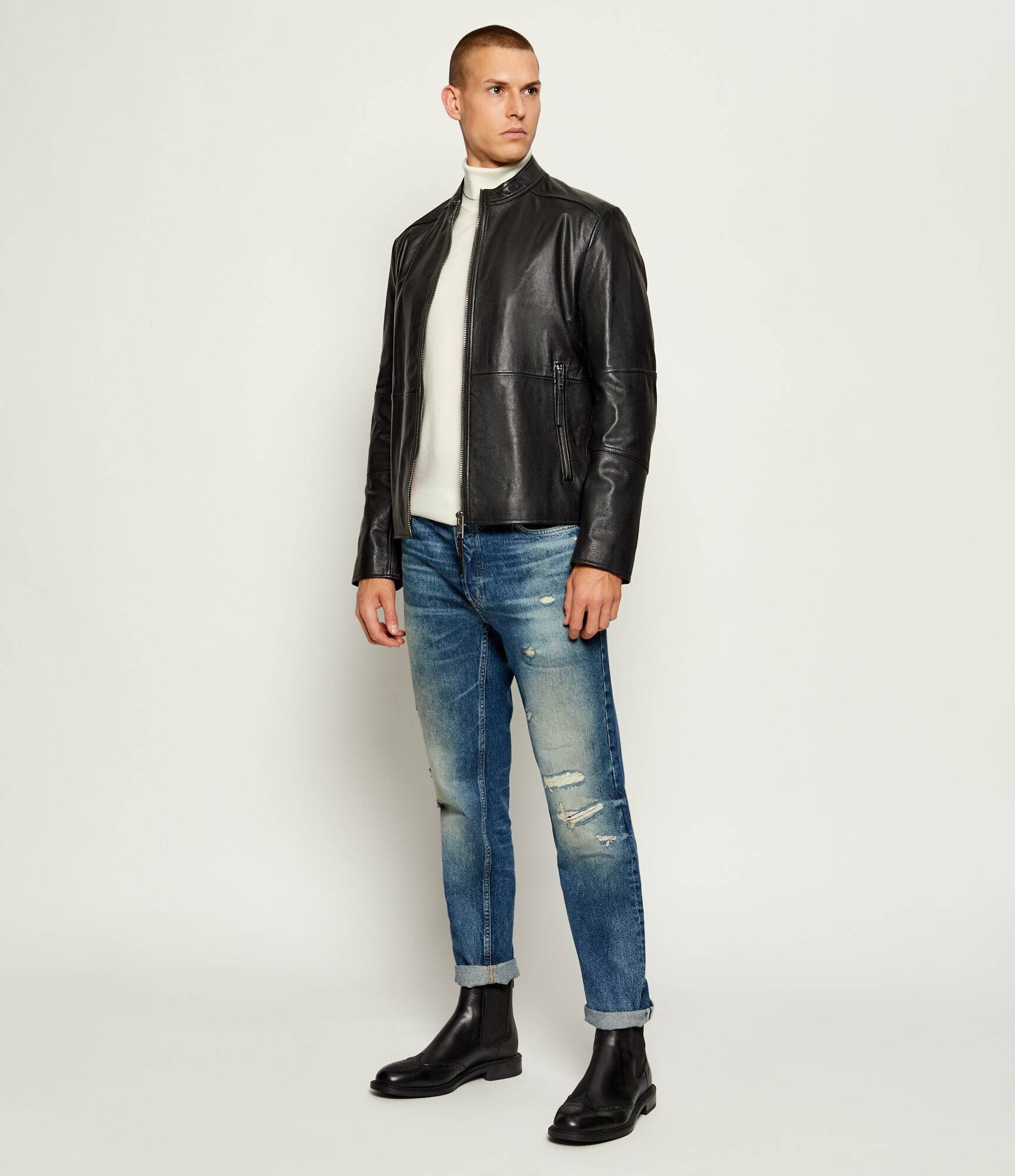 HUGO Geacă de piele Lokis-3 | Slim Fit