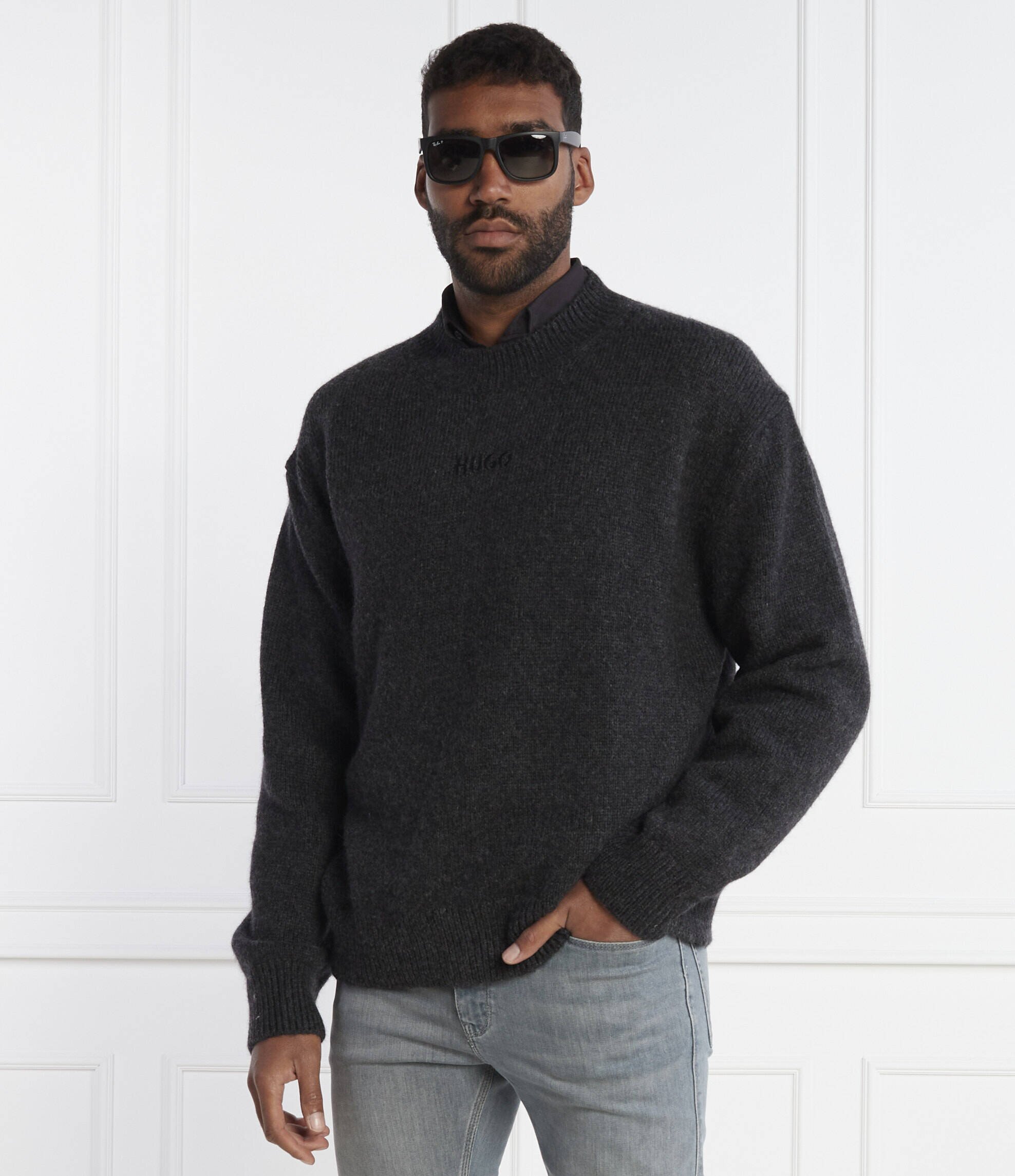 HUGO Pulover | Oversize fit cu adaos de lână