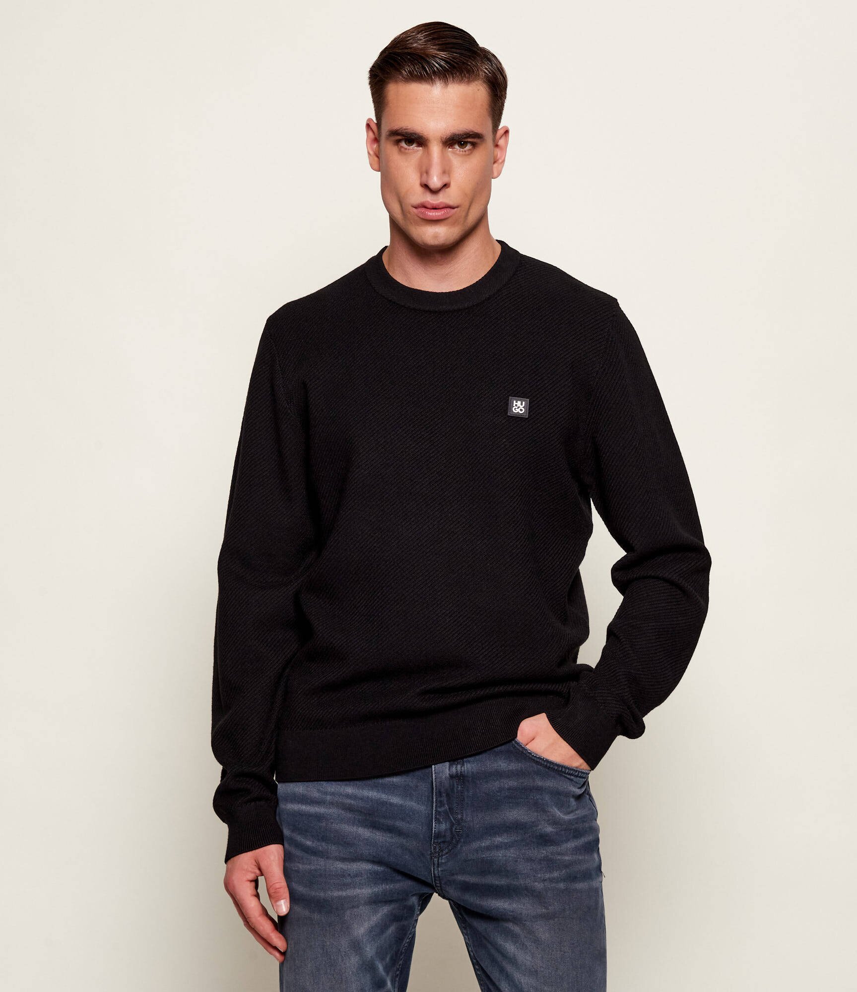 HUGO Pulover Setal | regular fit cu adaos de lână