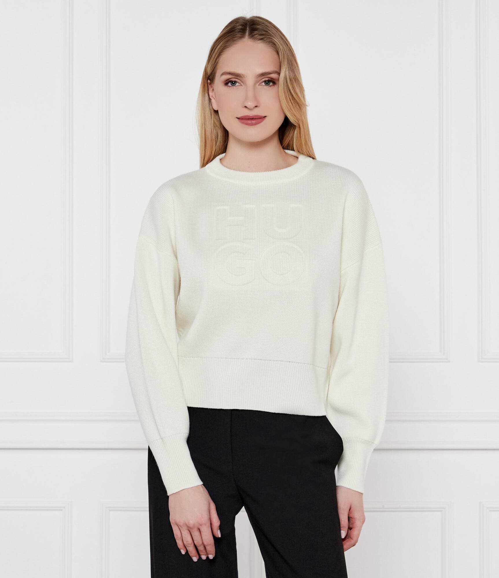 HUGO Pulover Sisminye | Loose fit cu adaos de lână