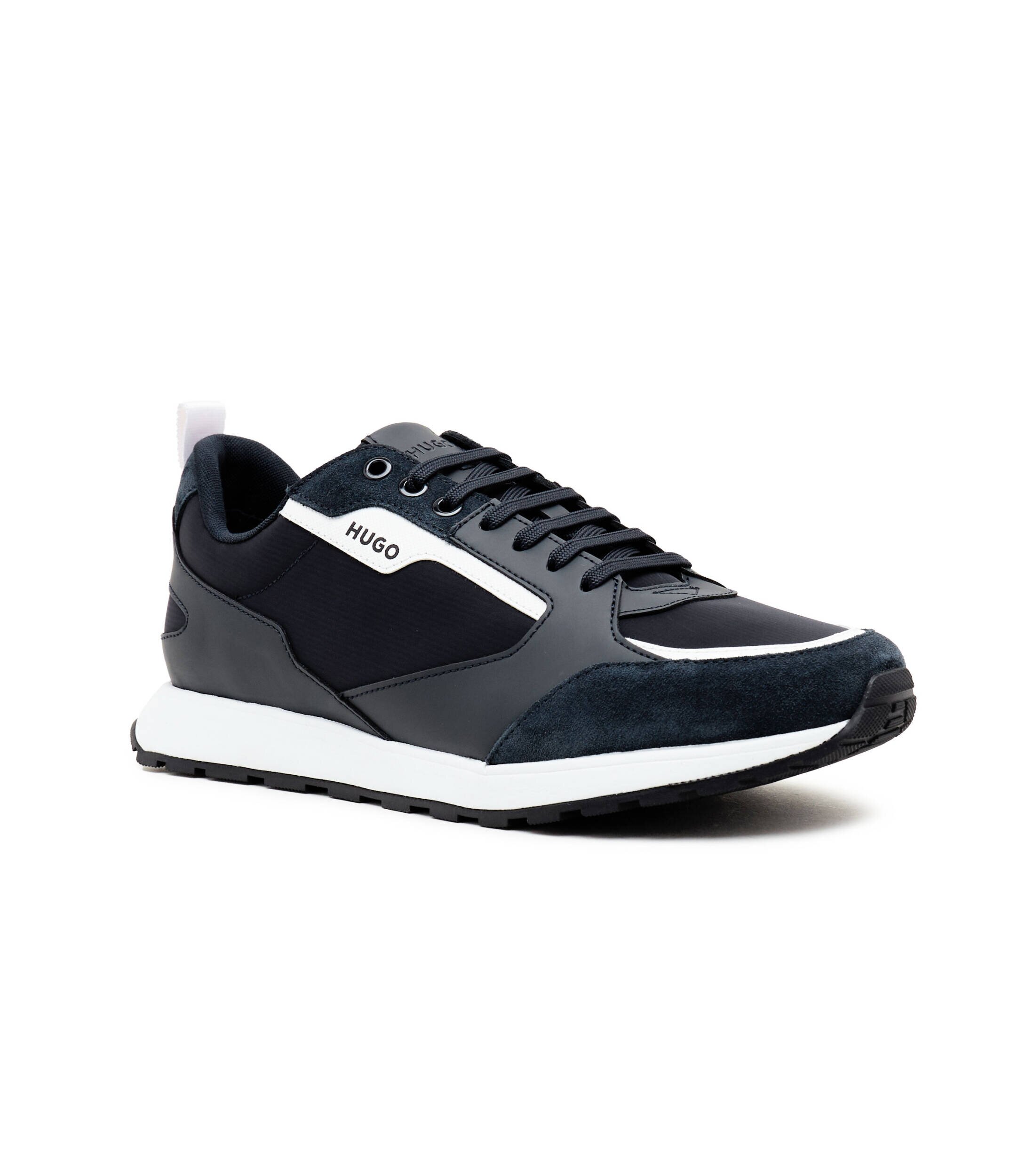 HUGO Sneakers Icelin_Runn_nypu A_N cu adaos de piele