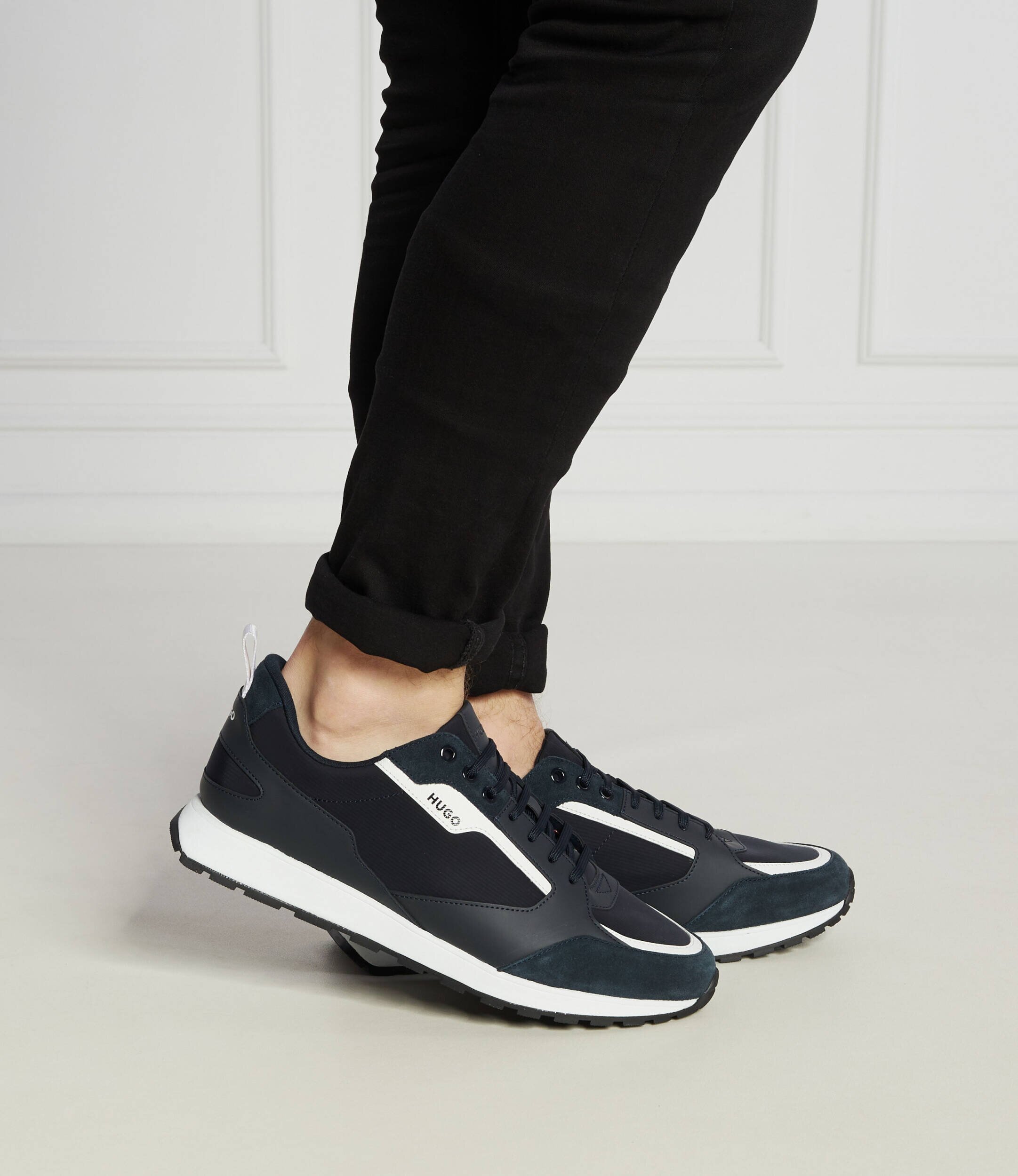 HUGO Sneakers Icelin_Runn_nypu A_N cu adaos de piele