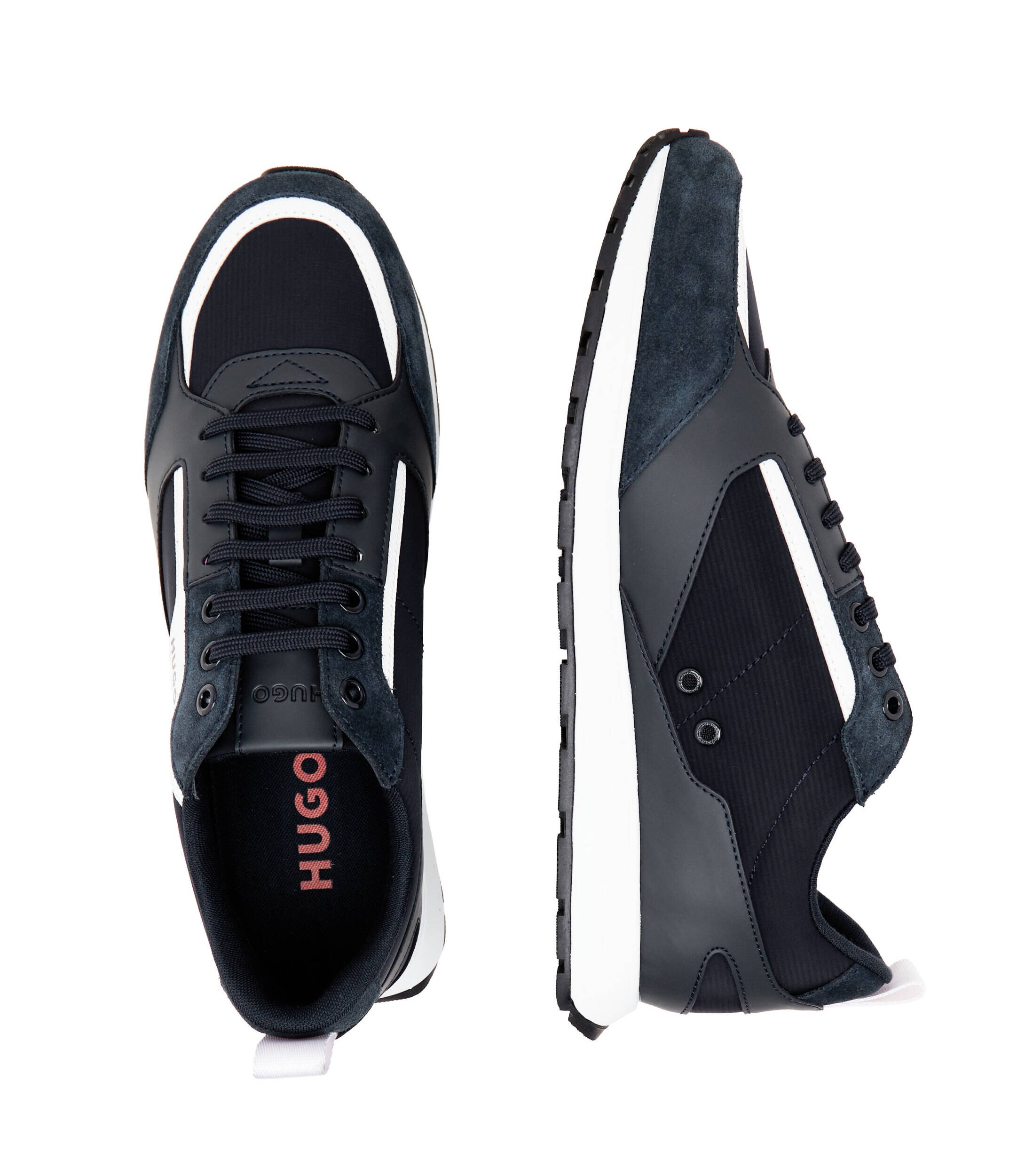 HUGO Sneakers Icelin_Runn_nypu A_N cu adaos de piele