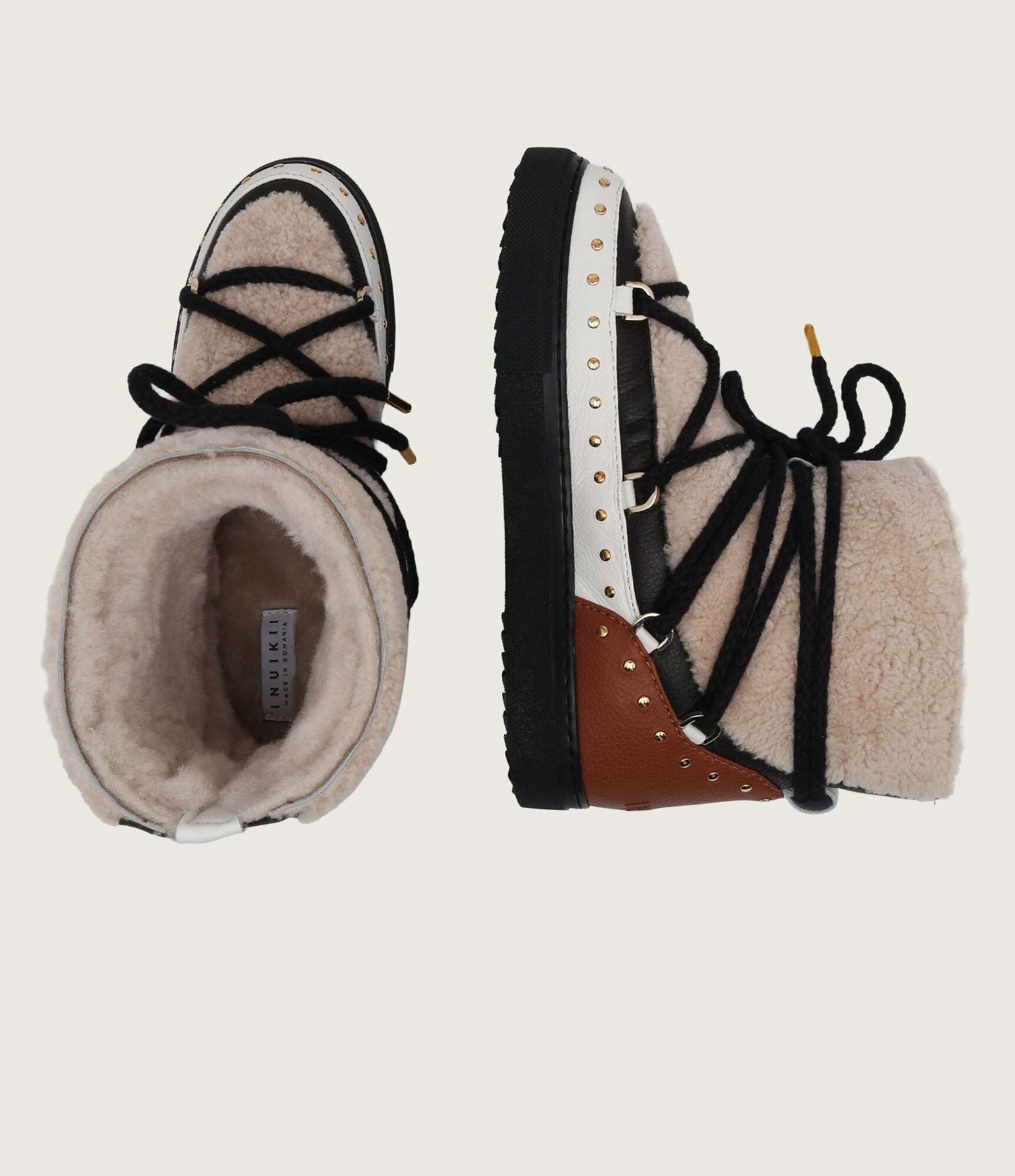 Inuikii Bocanci Curly Rock | shearling | skóra | lână