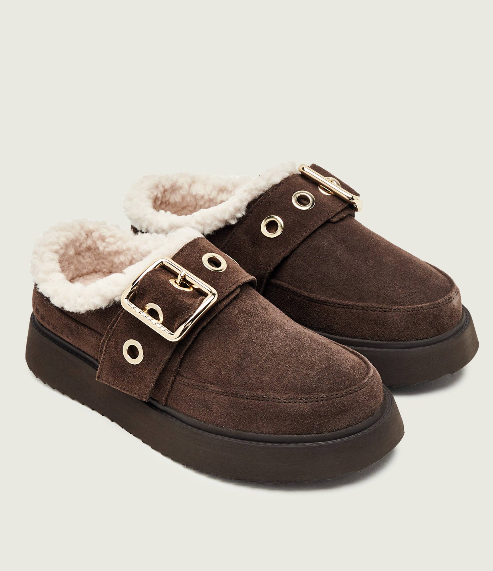 Inuikii Bocanci Micro Buckle | piele întoarsă | shearling