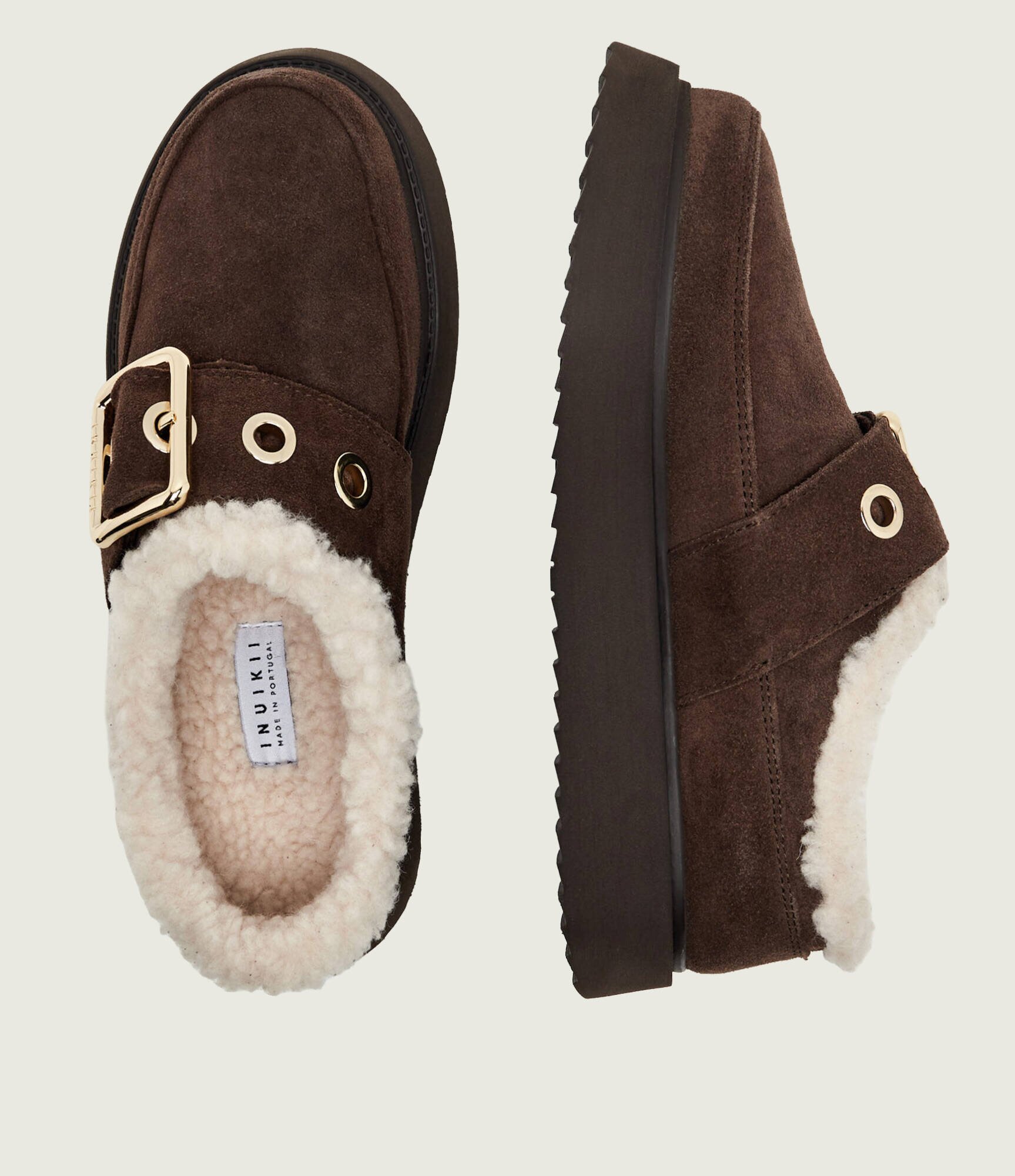 Inuikii Bocanci Micro Buckle | piele întoarsă | shearling