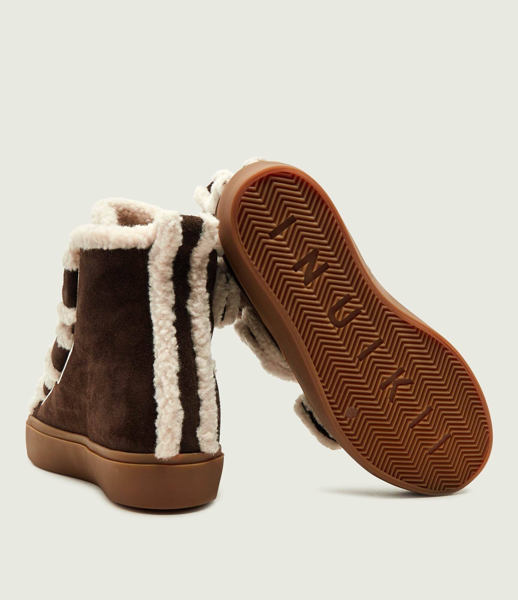 Inuikii Căptușite botine cu platformă Velcro Wedge | piele întoarsă | shearling cu adaos de lână