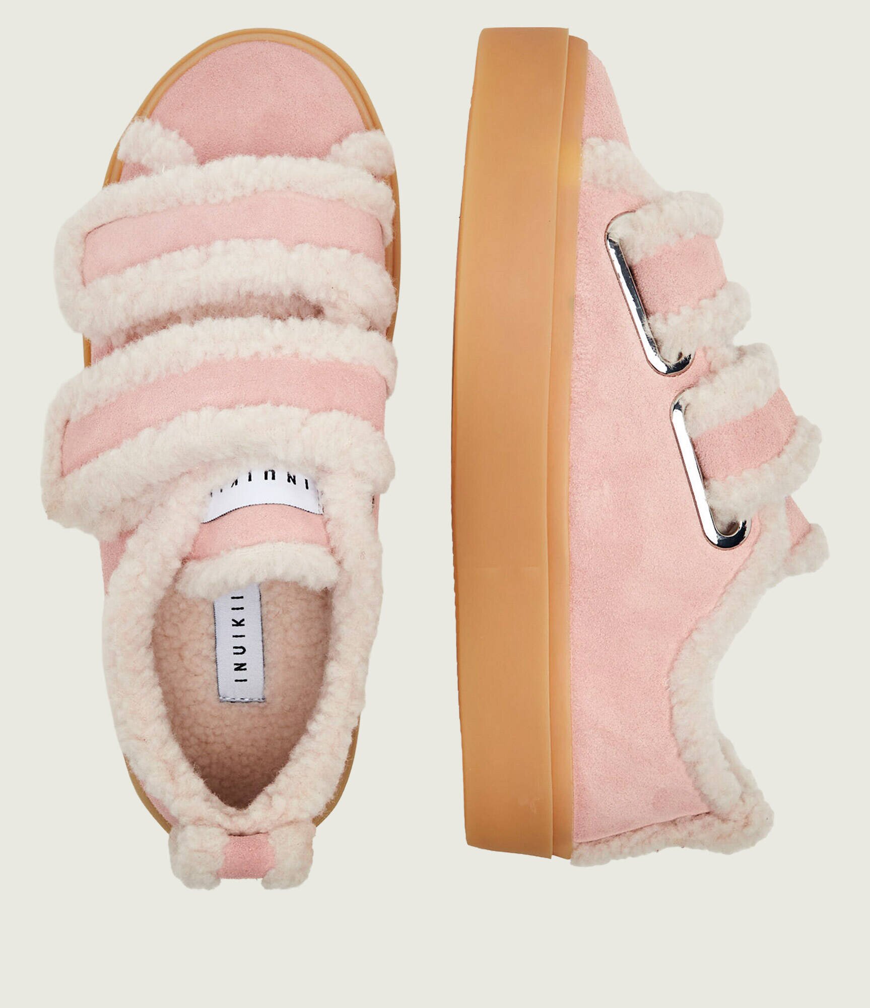 Inuikii Căptușite sneakers Low Velcro Pastelle | piele întoarsă (zamsz) | cu adaos de lână | shearling