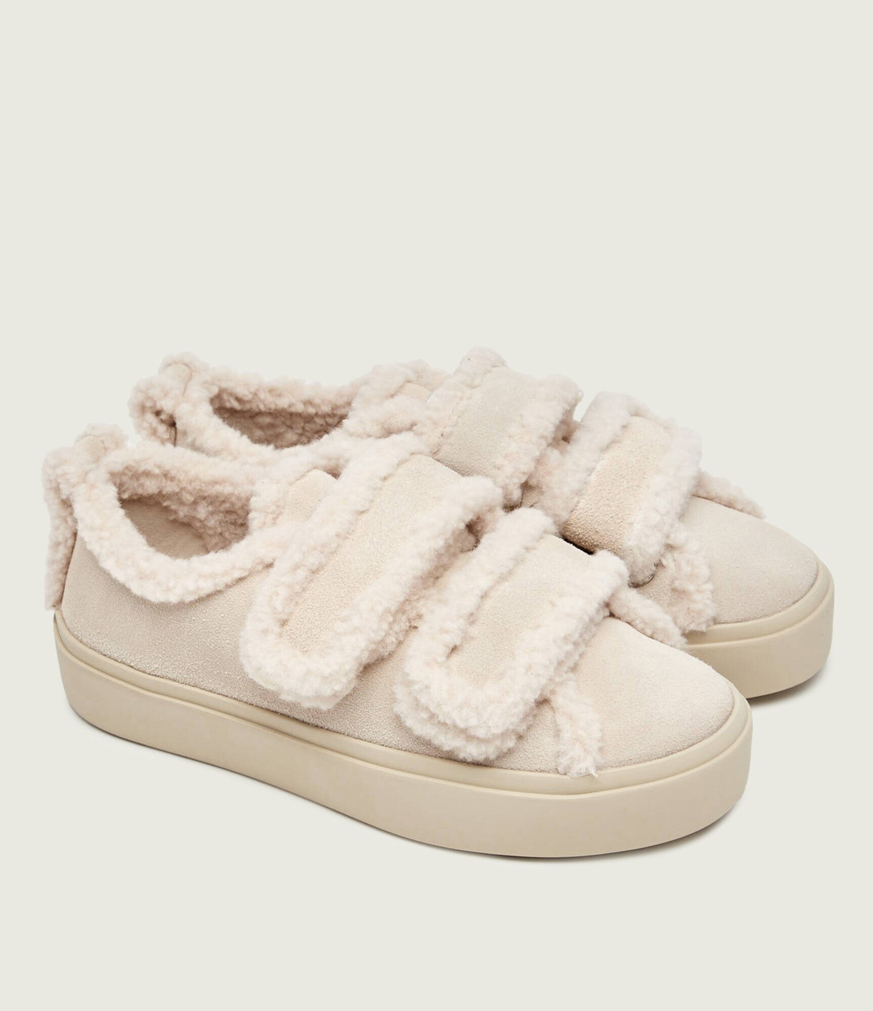 Inuikii Căptușite sneakers Low Velcro Pastelle | piele întoarsă (zamsz) | cu adaos de lână | shearling