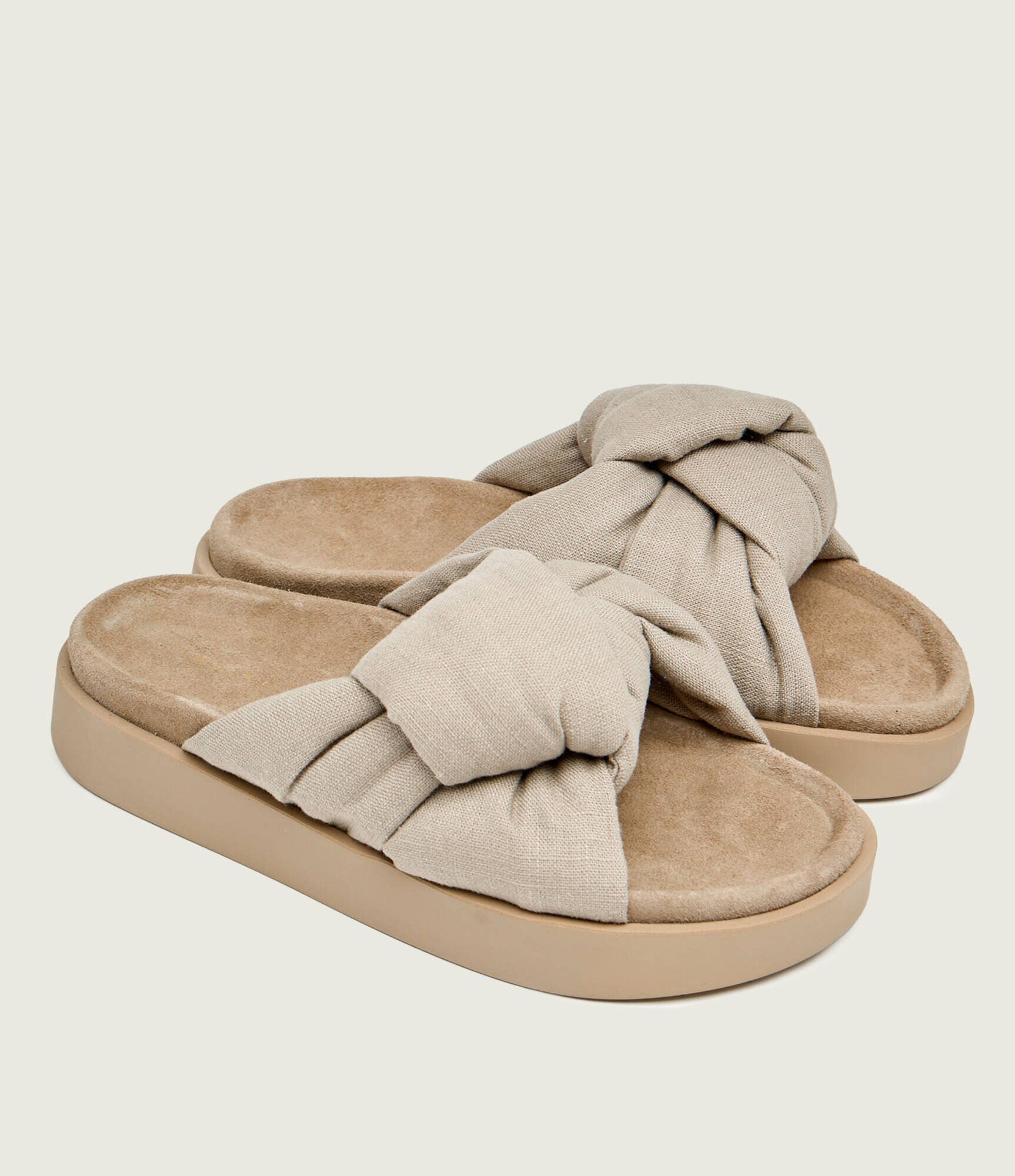 Inuikii De in șlapi Oversized Linen Knot | piele întoarsă