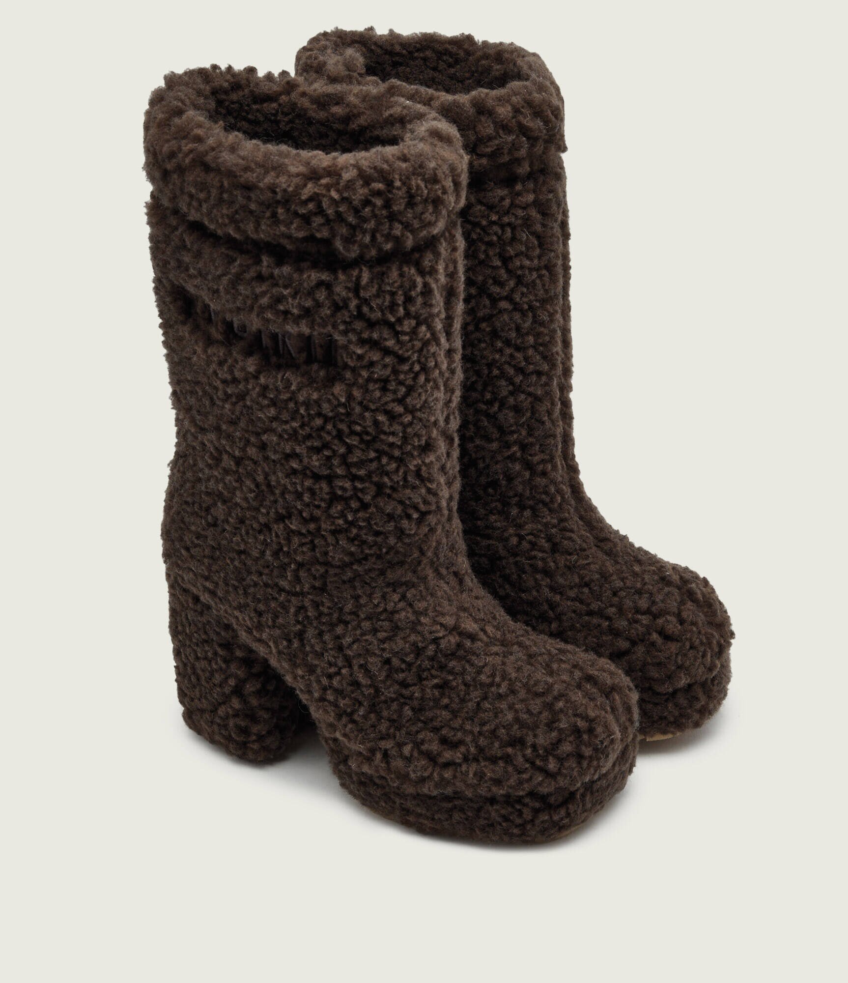 Inuikii De lână cizme cu toc CURLY HIGH cu adaos de piele | shearling