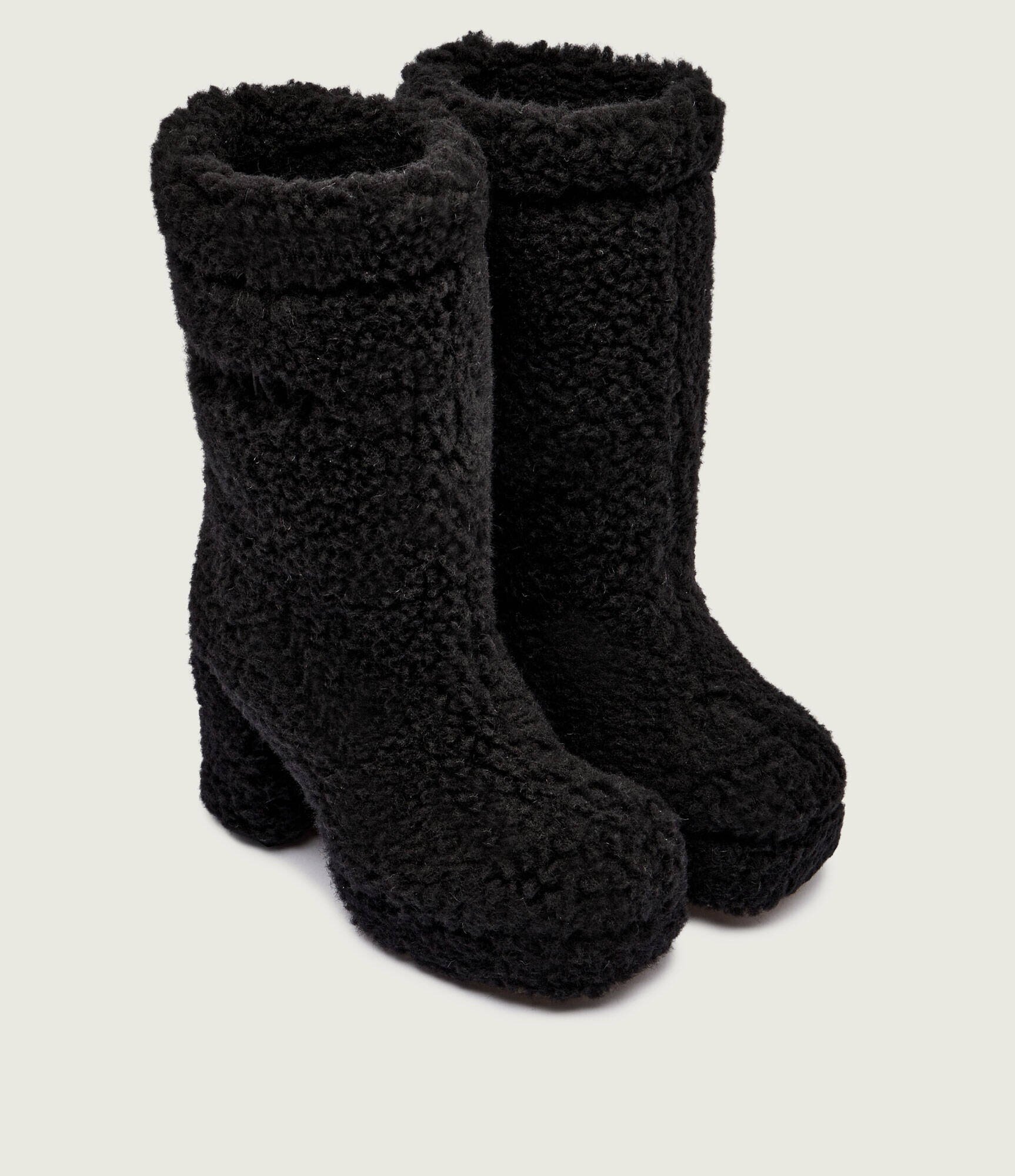 Inuikii De lână cizme cu toc Curly High cu adaos de piele | shearling