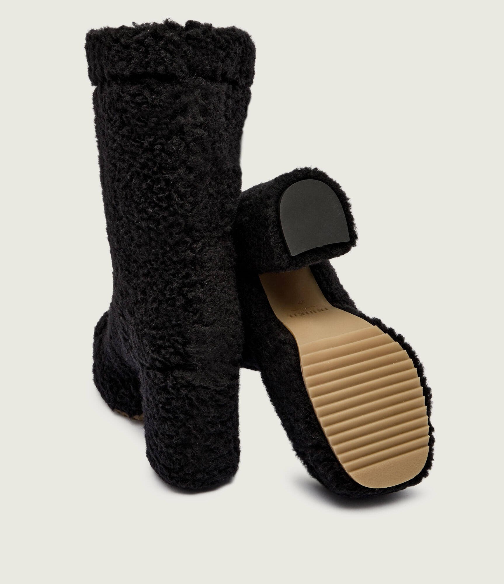 Inuikii De lână cizme cu toc Curly High cu adaos de piele | shearling