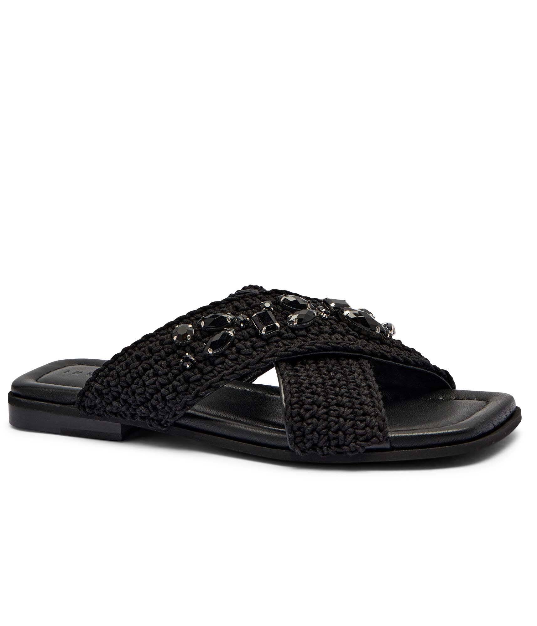Inuikii Șlapi Woven Crossed Stones cu adaos de piele