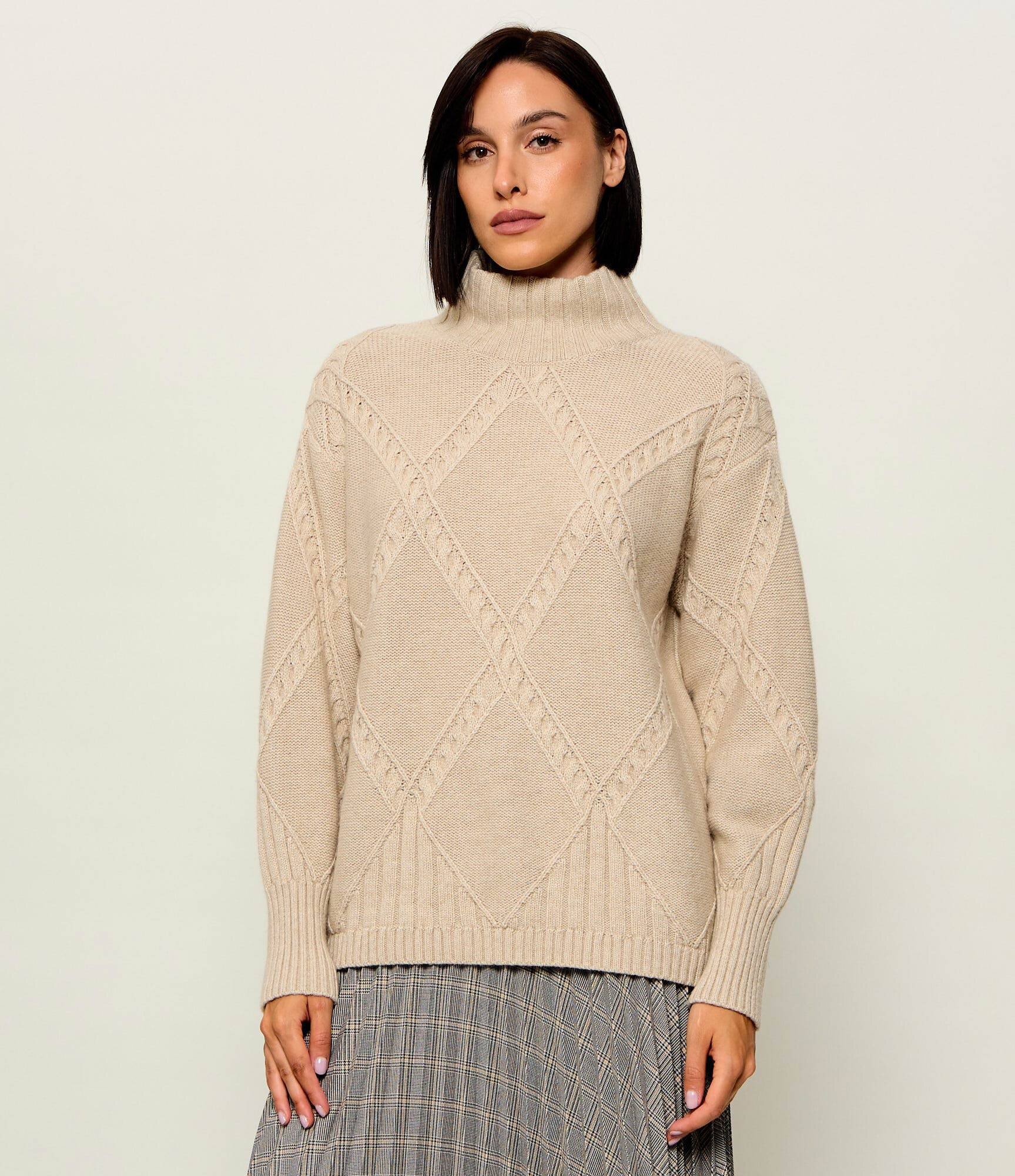 Joop! Guler înalt Konfia | Loose fit cu adaos de lână și cașmir