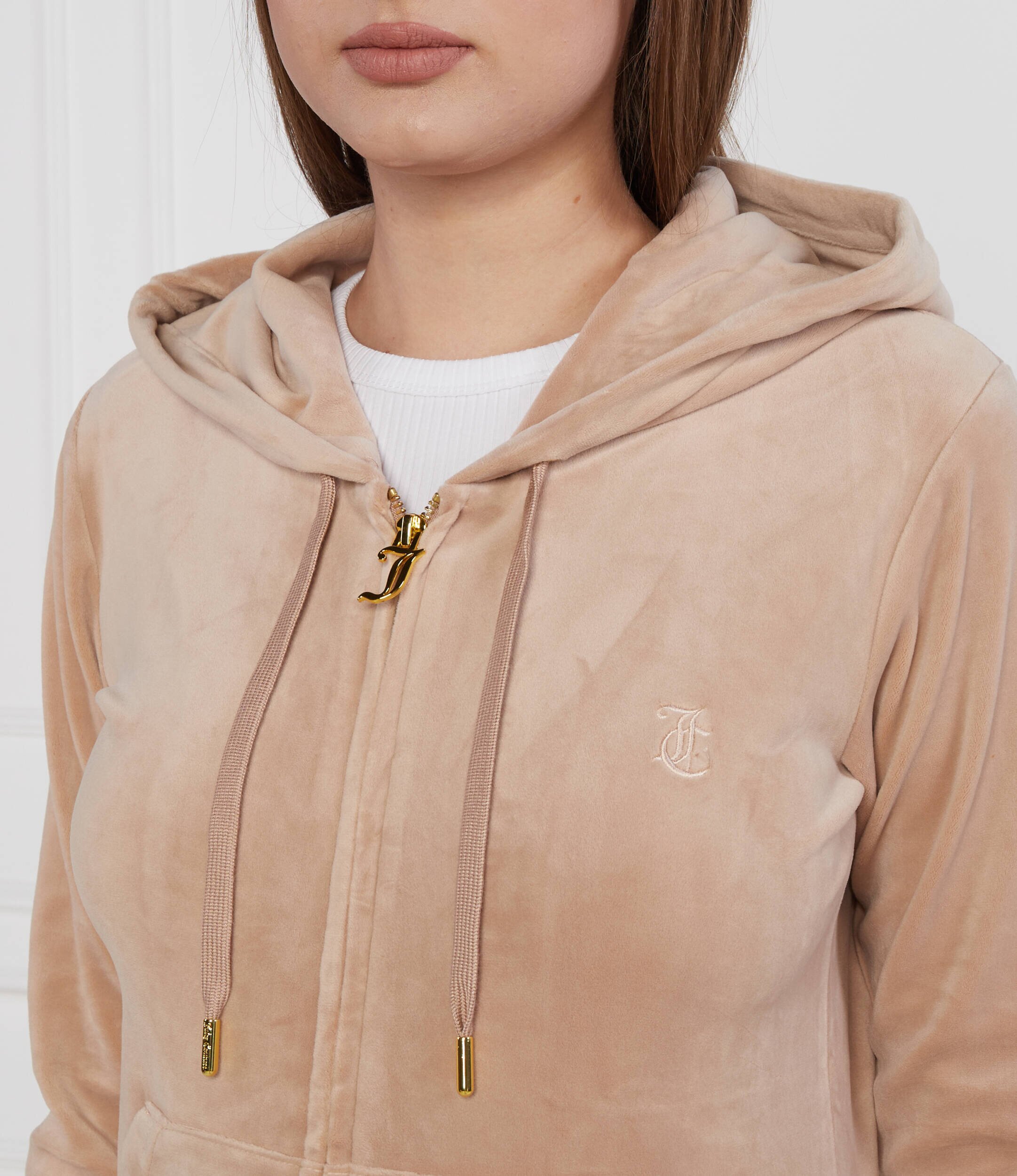 Juicy Couture Hanorac Robertson Classic Velour Zip Trough Hoodie GOLD HW | Regular Fit